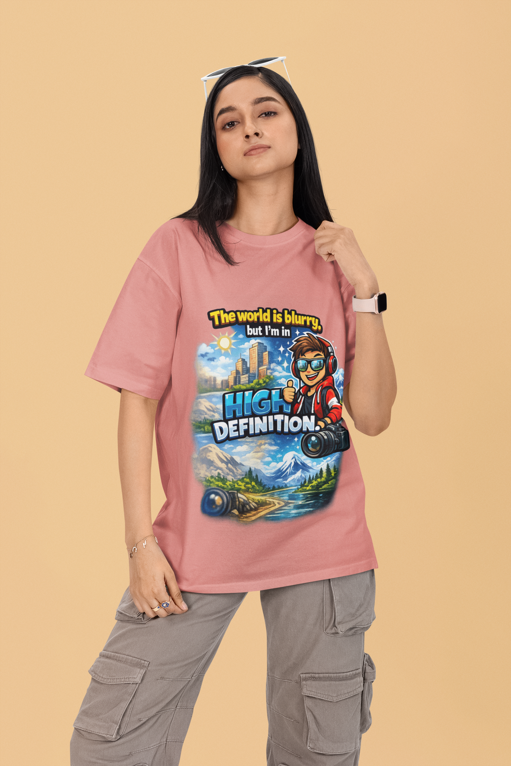 Snuggle Spot The World is blurry Mixed Shade Unisex Oversized T-Shirt