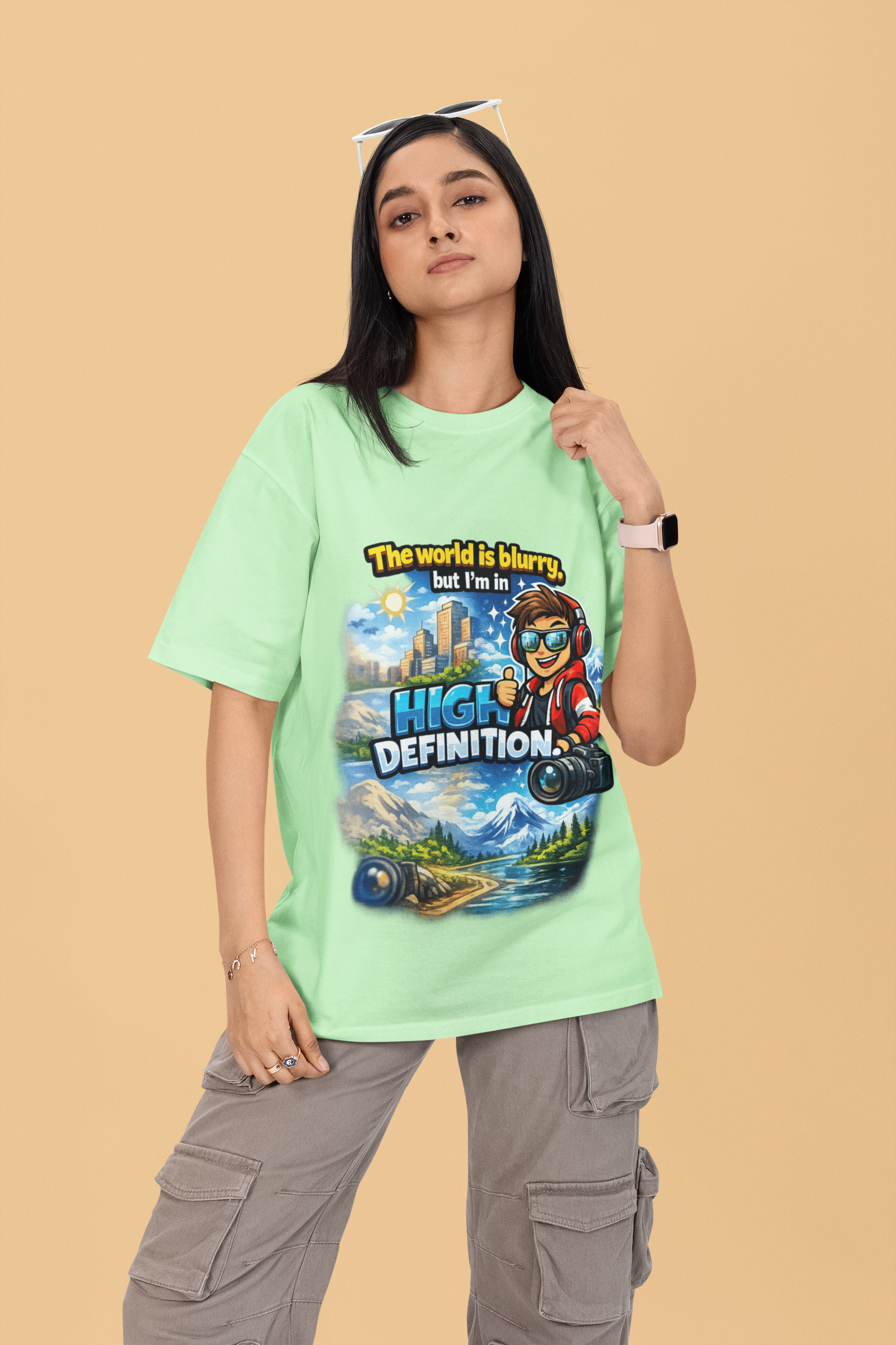 Snuggle Spot The World is blurry Mixed Shade Unisex Oversized T-Shirt