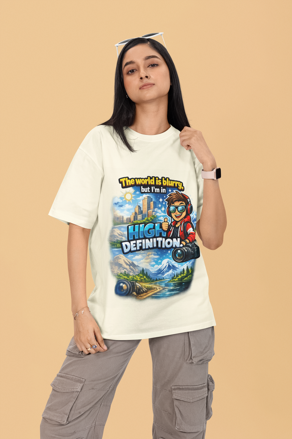 Snuggle Spot The World is blurry Mixed Shade Unisex Oversized T-Shirt