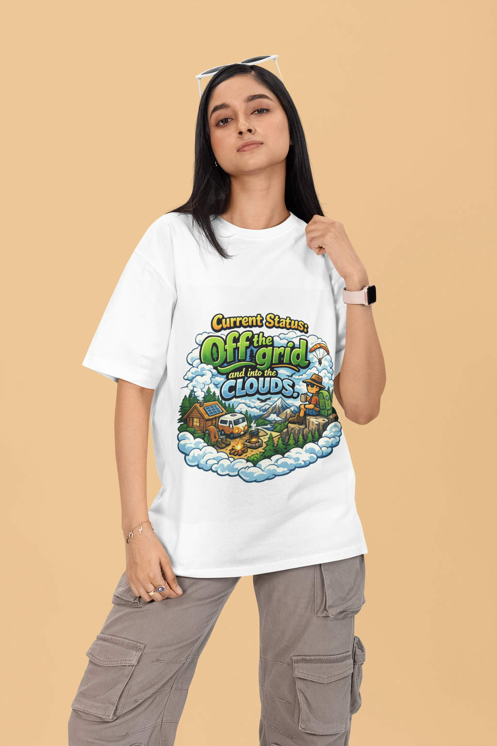 Snuggle Spot Current Status Mixed Shade Unisex Oversized T-Shirt