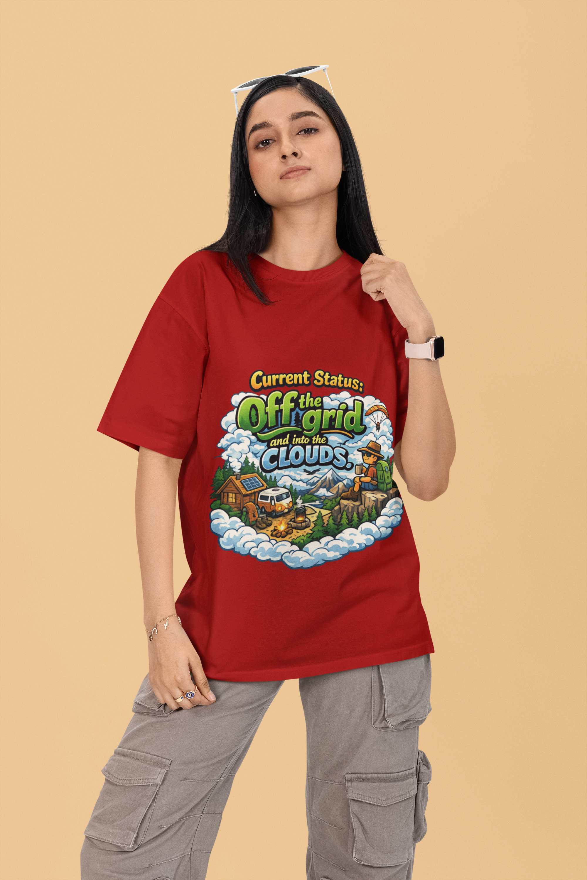 Snuggle Spot Current Status Mixed Shade Unisex Oversized T-Shirt