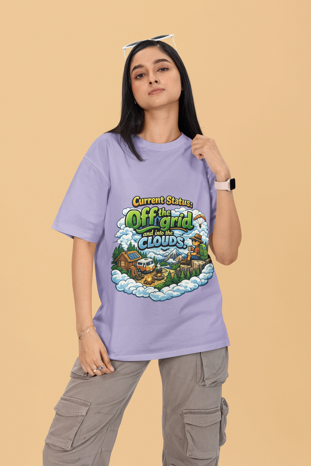 Snuggle Spot Current Status Mixed Shade Unisex Oversized T-Shirt