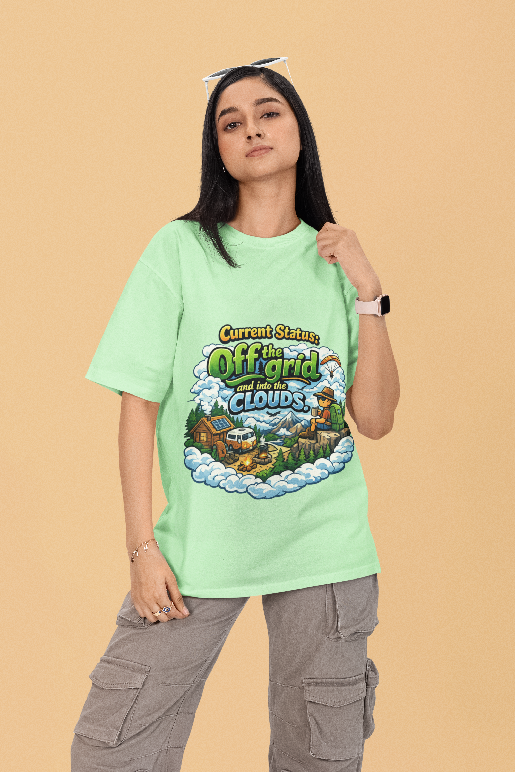 Snuggle Spot Current Status Mixed Shade Unisex Oversized T-Shirt