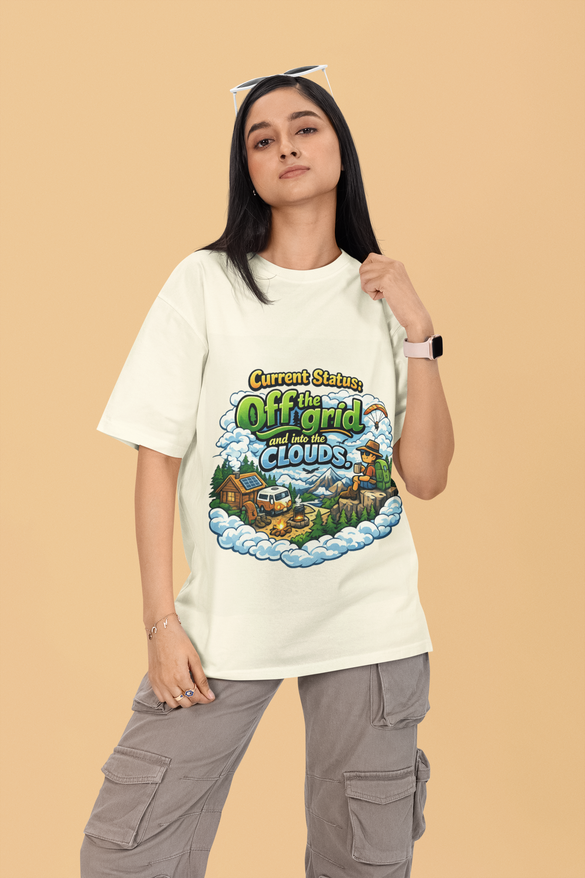 Snuggle Spot Current Status Mixed Shade Unisex Oversized T-Shirt