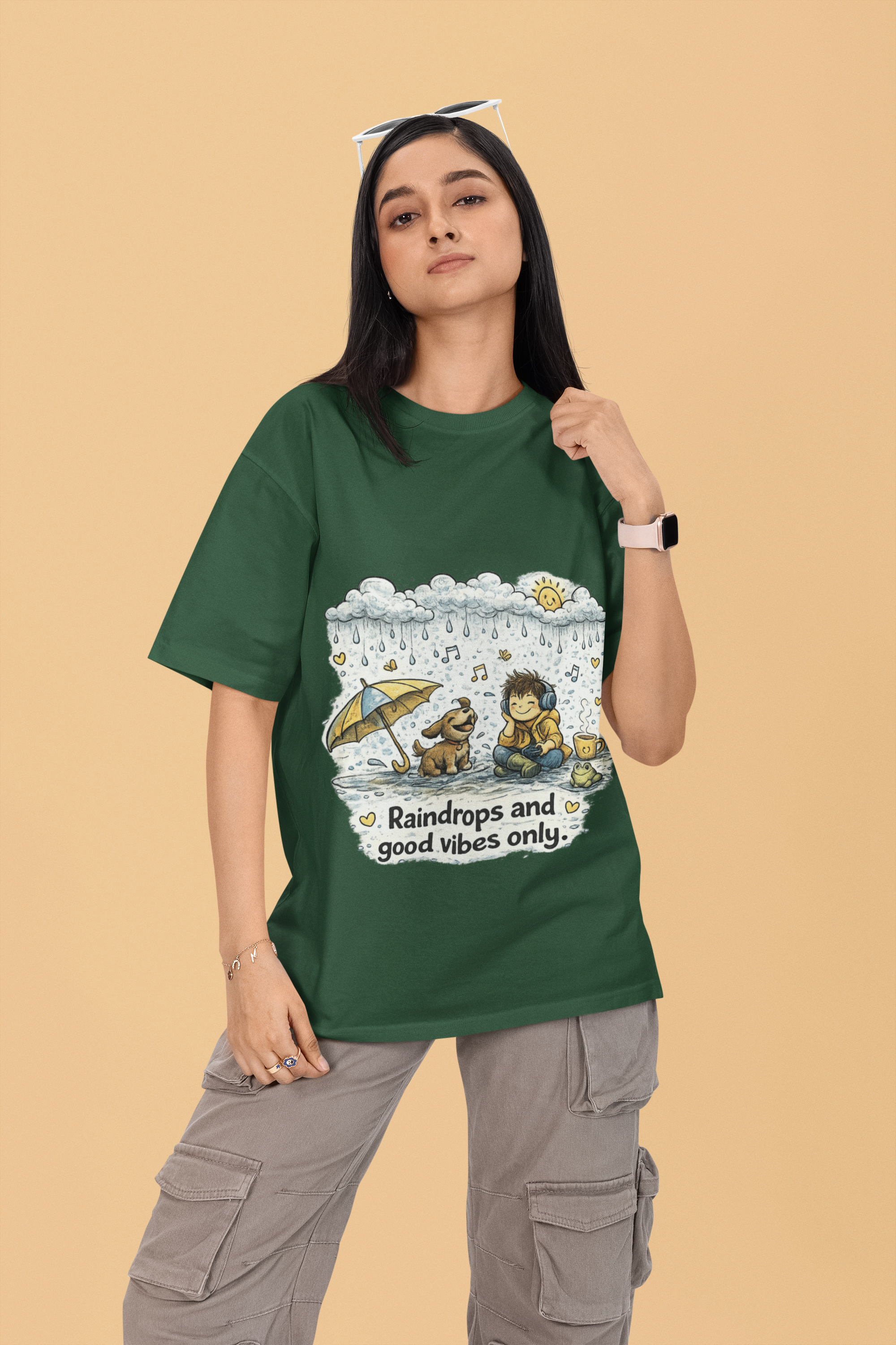 Snuggle Spot Raindrops And Good Vibes Only Mixed Share Unisex Oversized T-Shirt