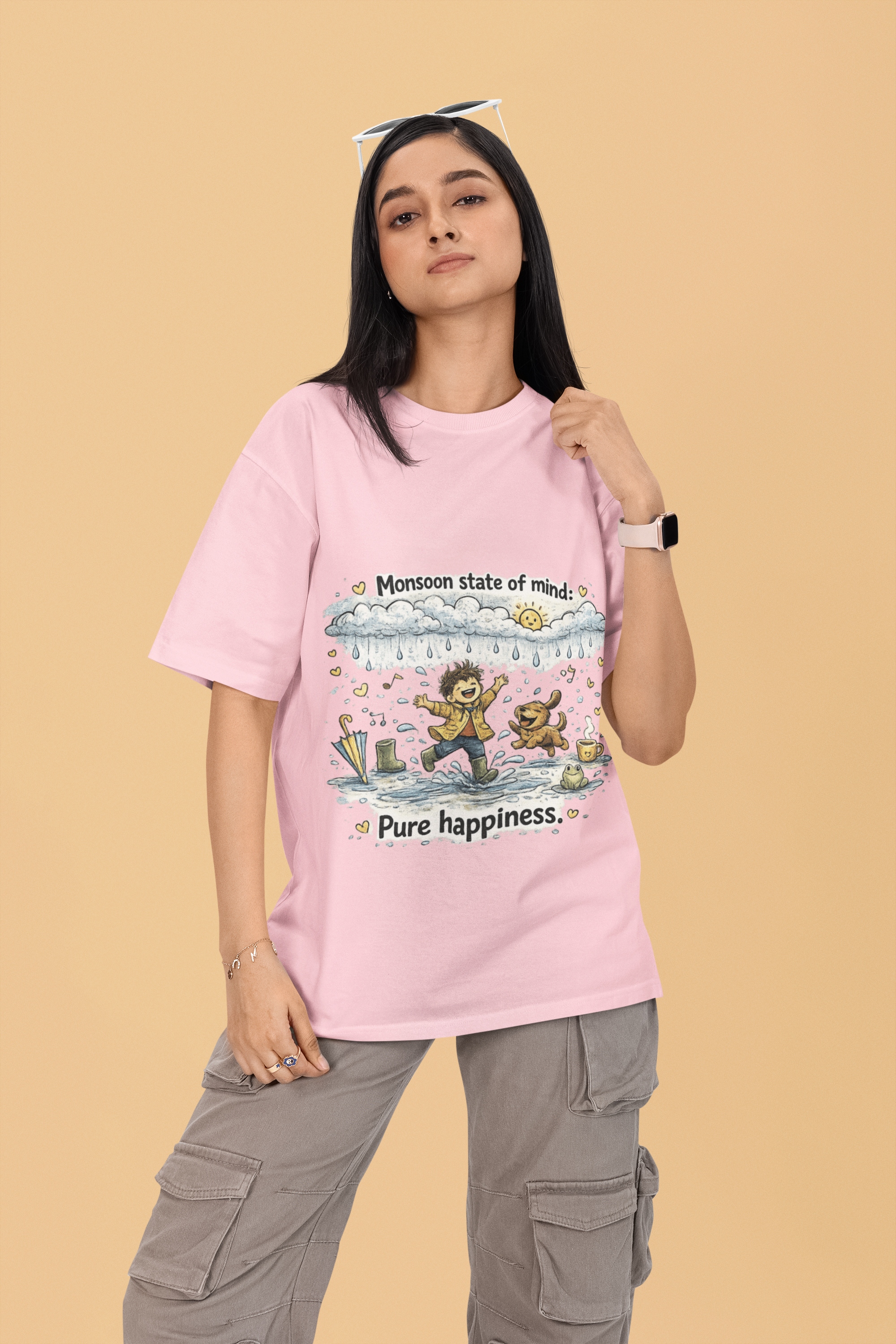 Snuggle Spot Monsoon State of mind Mixed Shade Unisex Terry Oversized T-Shirt