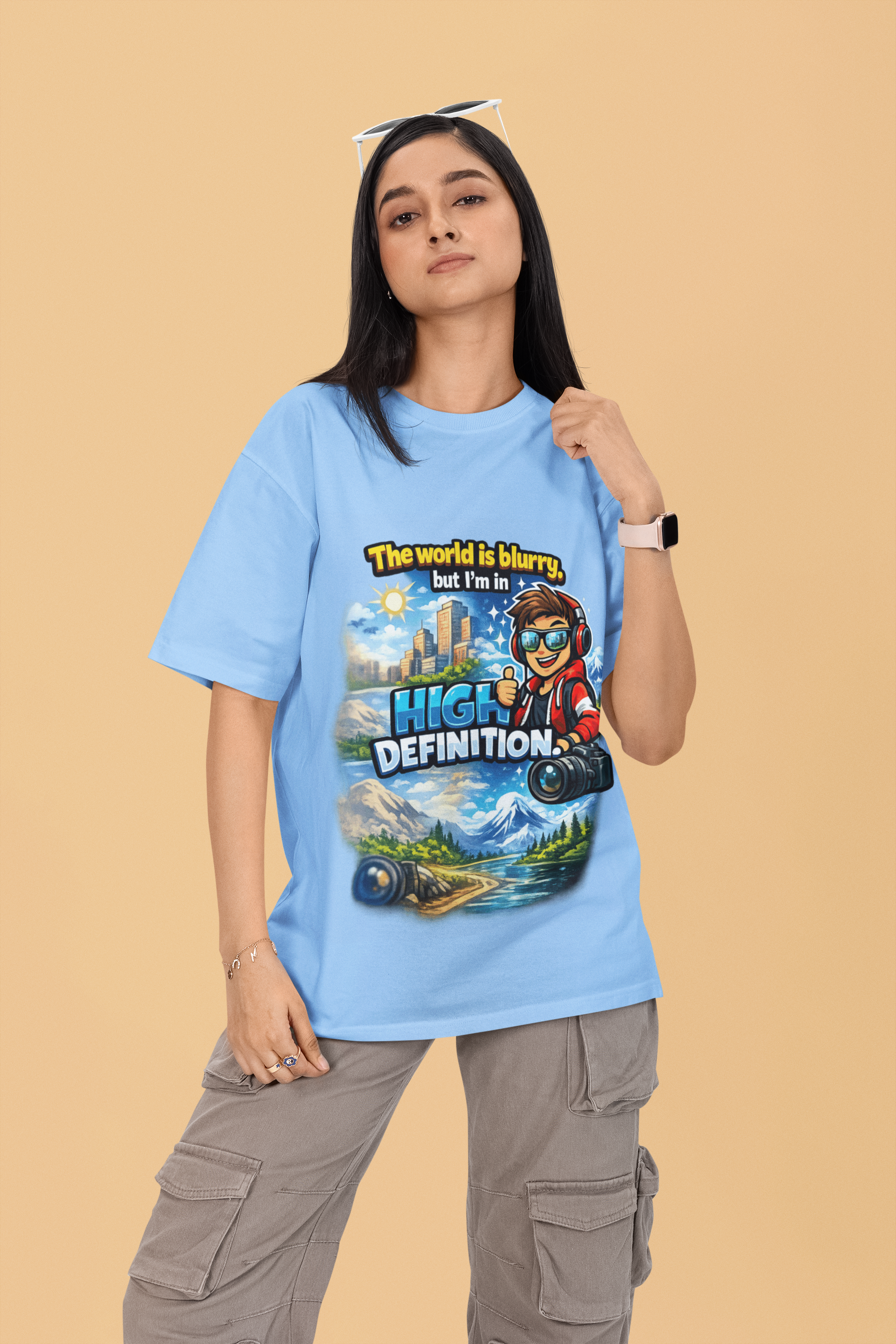 Snuggle Spot The World is blurry Mixed Shade Unisex Oversized T-Shirt