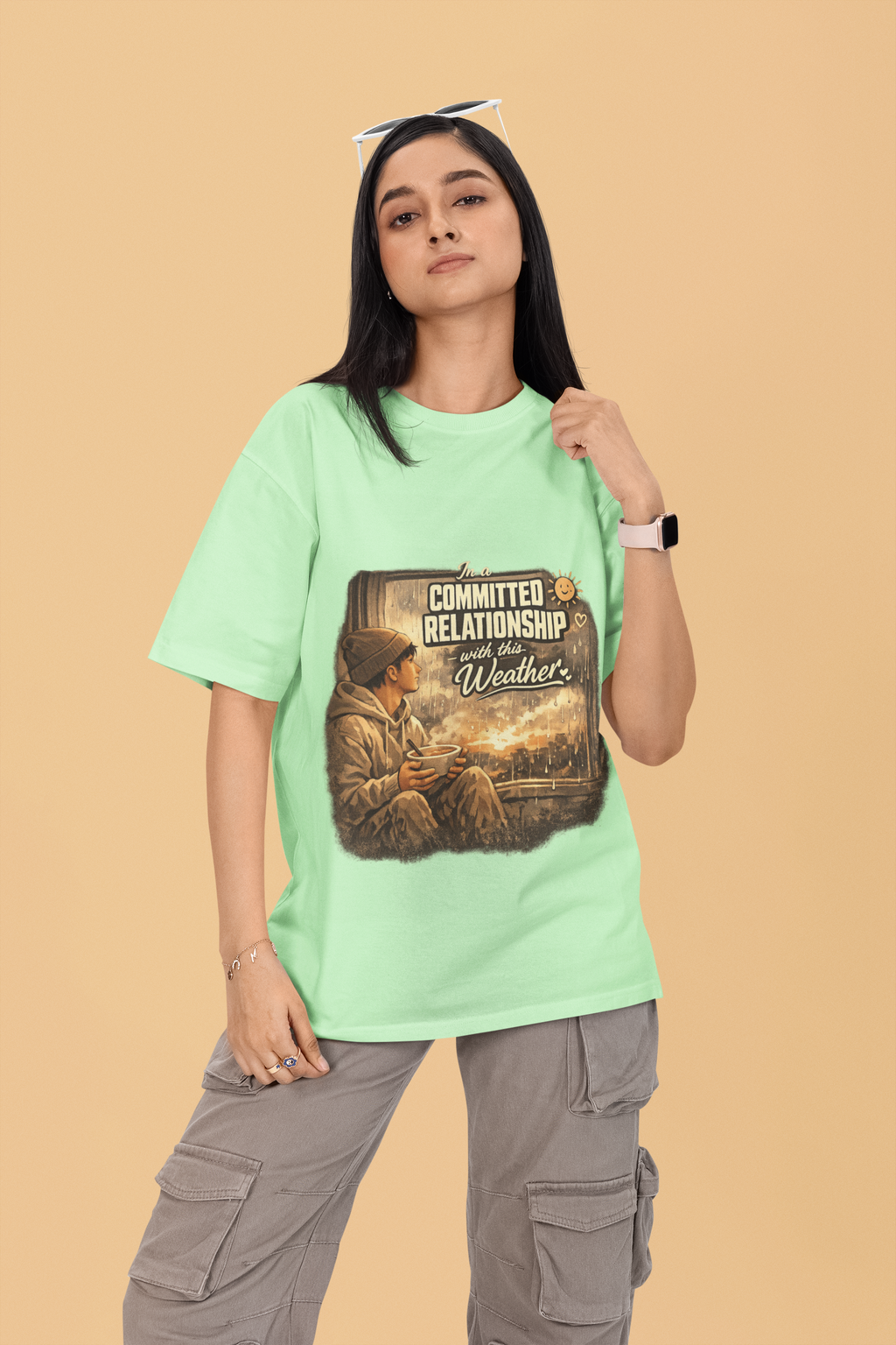 Snuggle Spot In A Committed Relationship Mixed Shade Unisex Terry Oversized T-Shirt