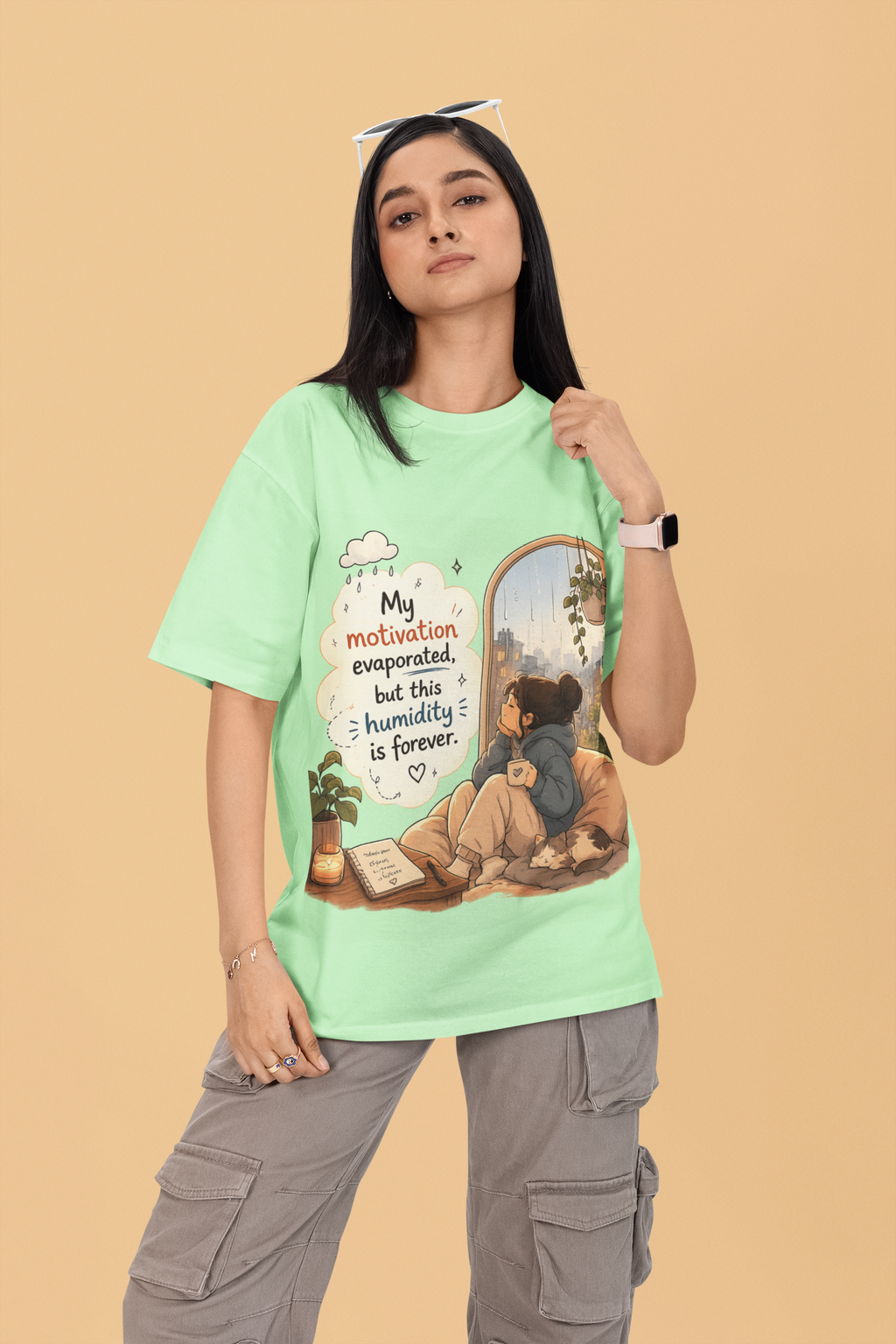Snuggle Spot My Motivation Evaporated Mixed Shade Unisex Terry Oversized T-Shirt