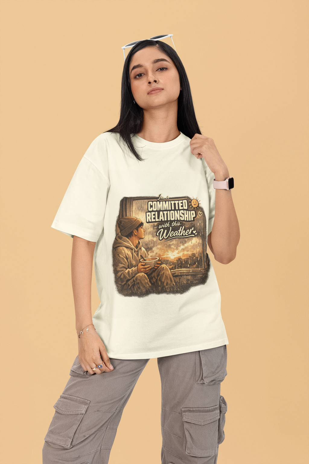 Snuggle Spot In A Committed Relationship Mixed Shade Unisex Terry Oversized T-Shirt