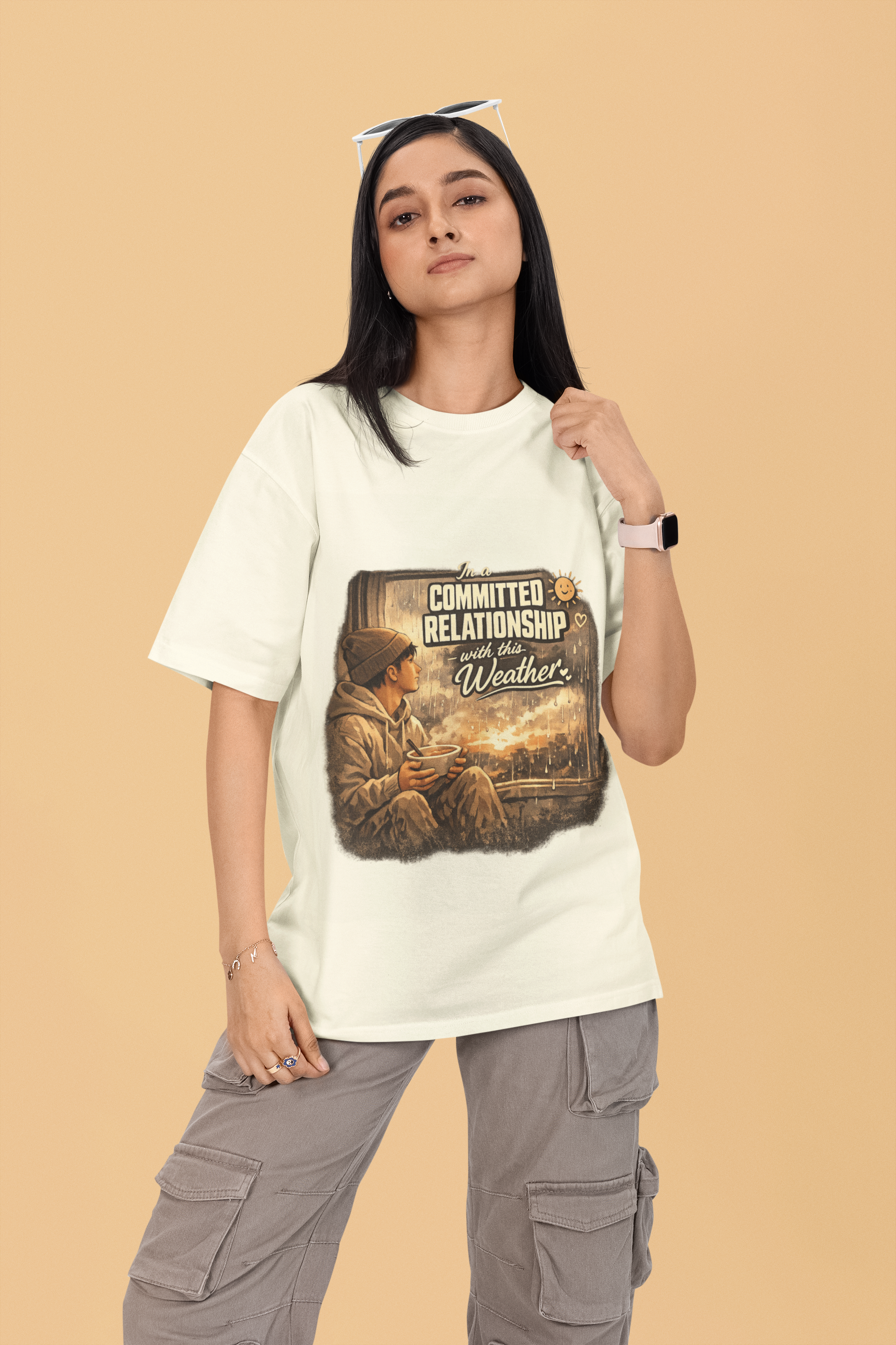 Snuggle Spot In A Committed Relationship Mixed Shade Unisex Terry Oversized T-Shirt