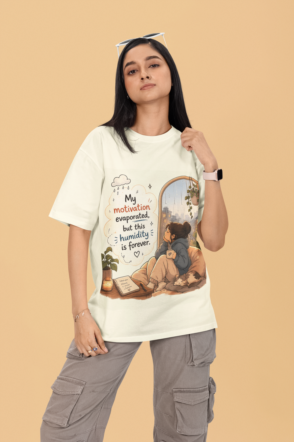 Snuggle Spot My Motivation Evaporated Mixed Shade Unisex Terry Oversized T-Shirt