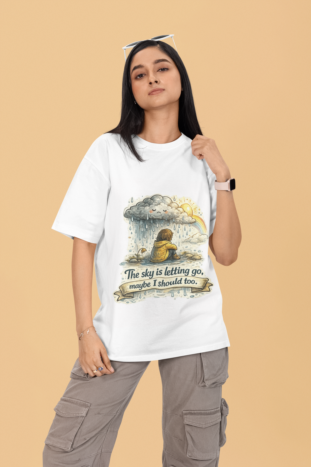 Snuggle Spot The Sky is letting go Unisex Terry Oversized T-Shirt