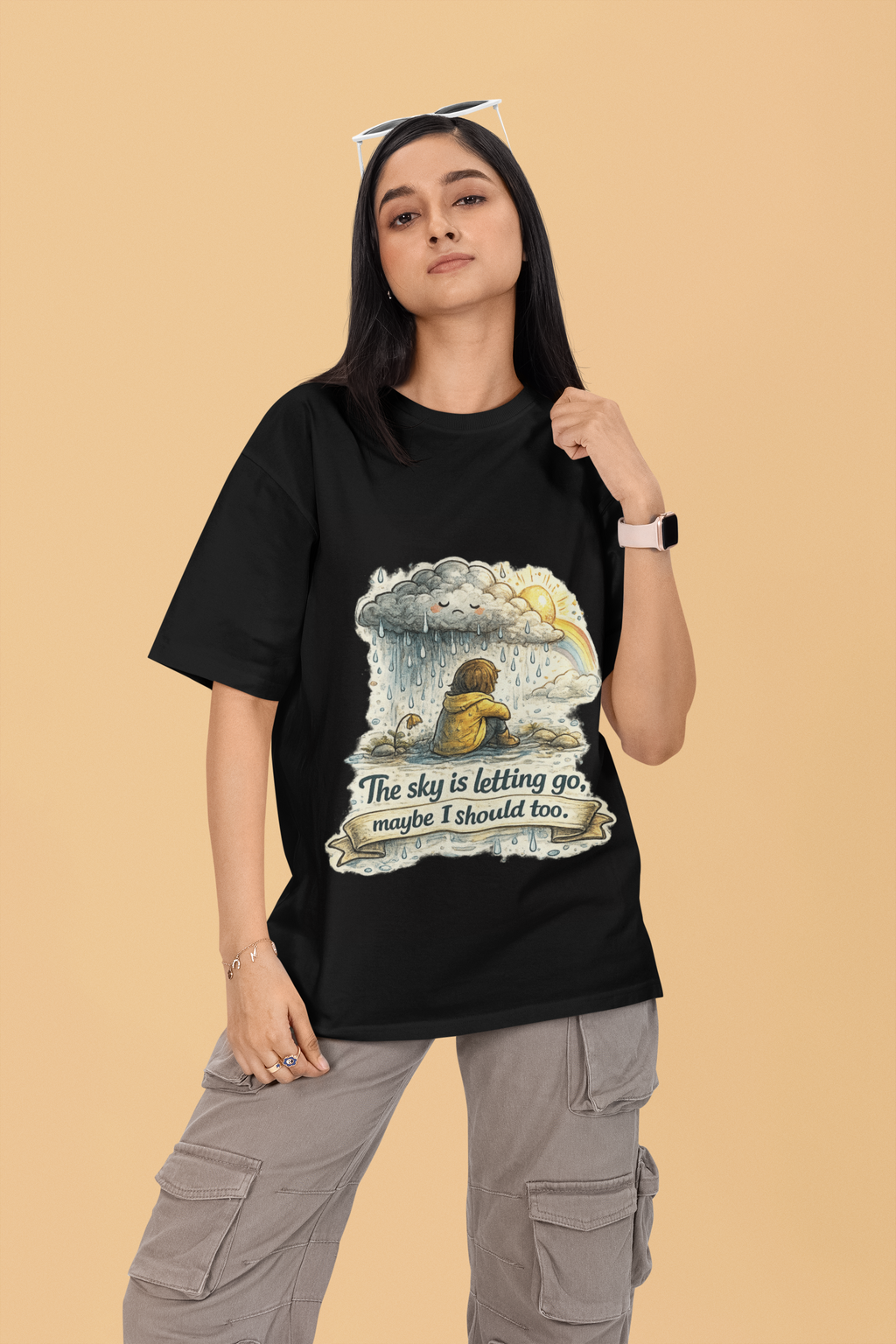Snuggle Spot The Sky is letting go Unisex Terry Oversized T-Shirt