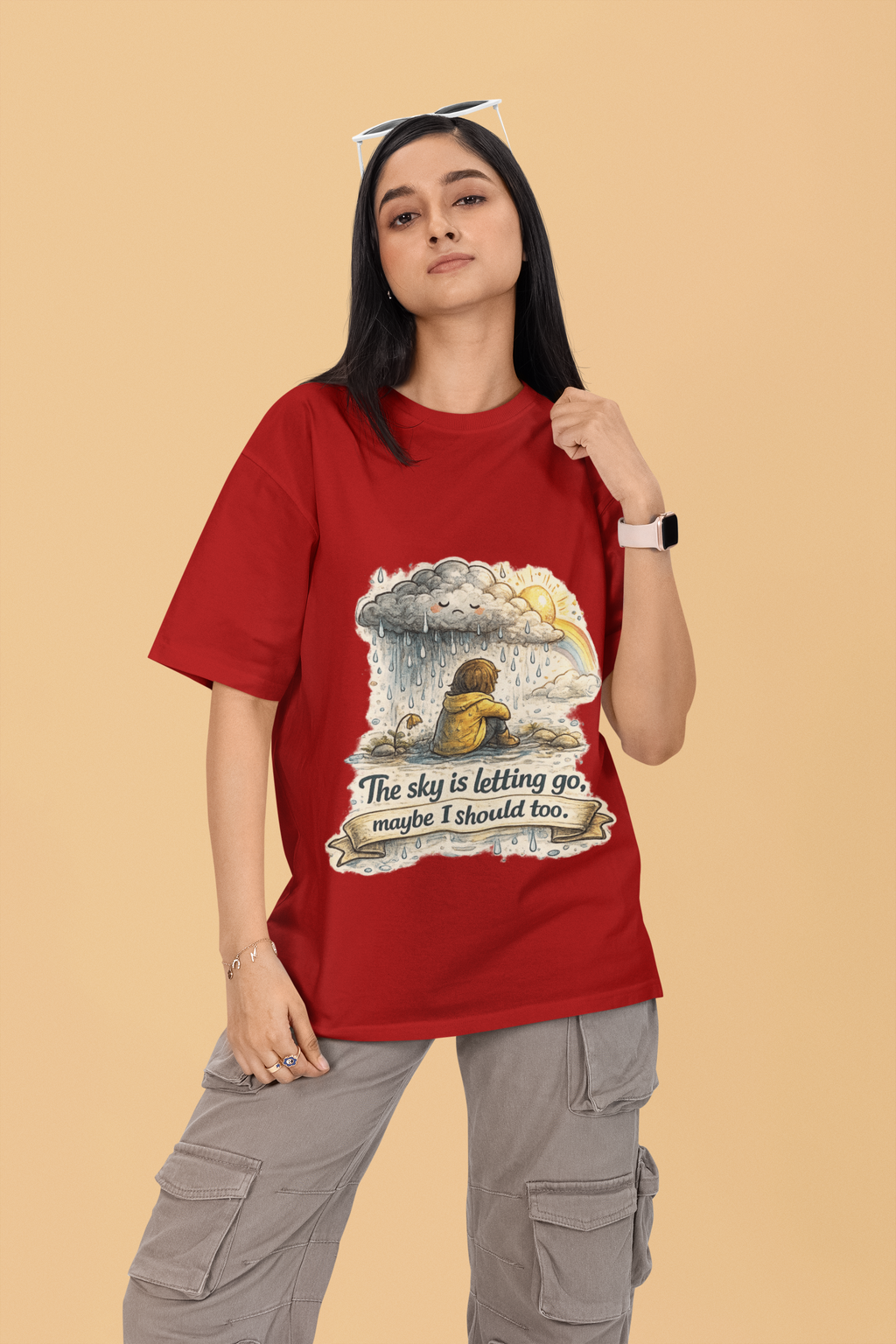 Snuggle Spot The Sky is letting go Unisex Terry Oversized T-Shirt