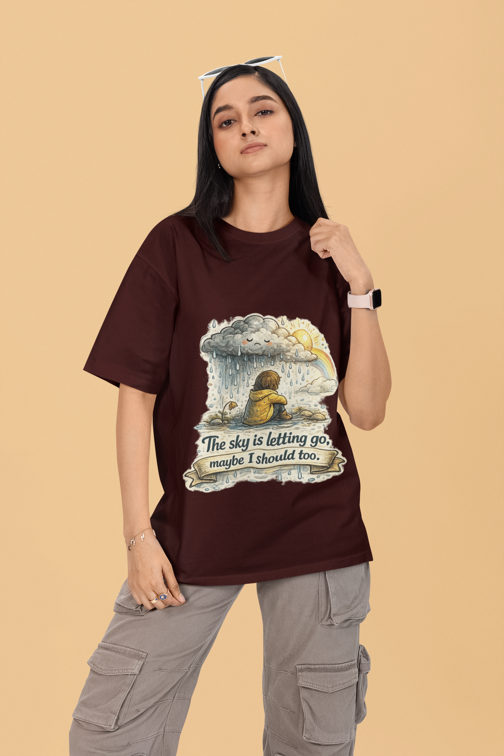 Snuggle Spot The Sky is letting go Unisex Terry Oversized T-Shirt