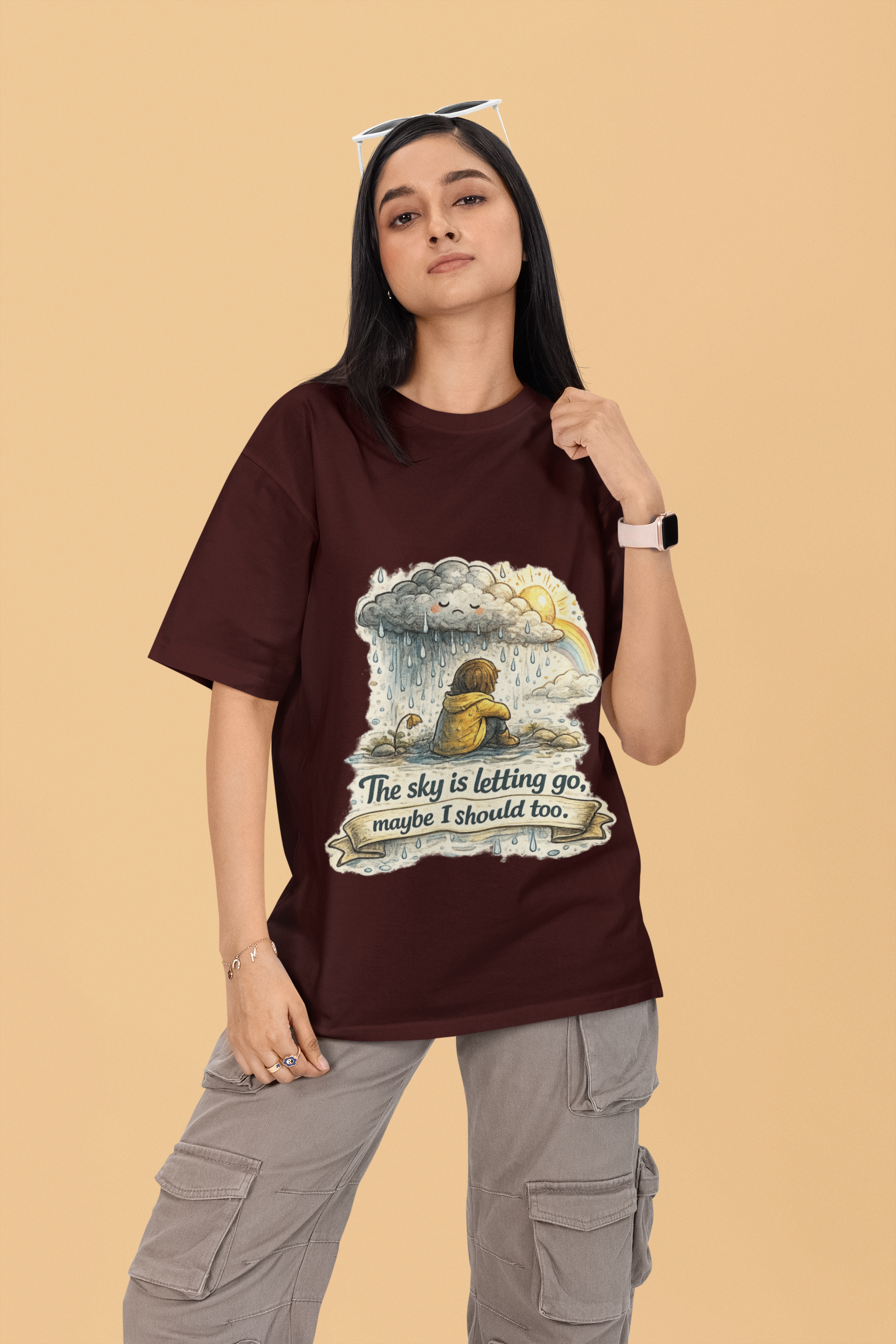 Snuggle Spot The Sky is letting go Unisex Terry Oversized T-Shirt