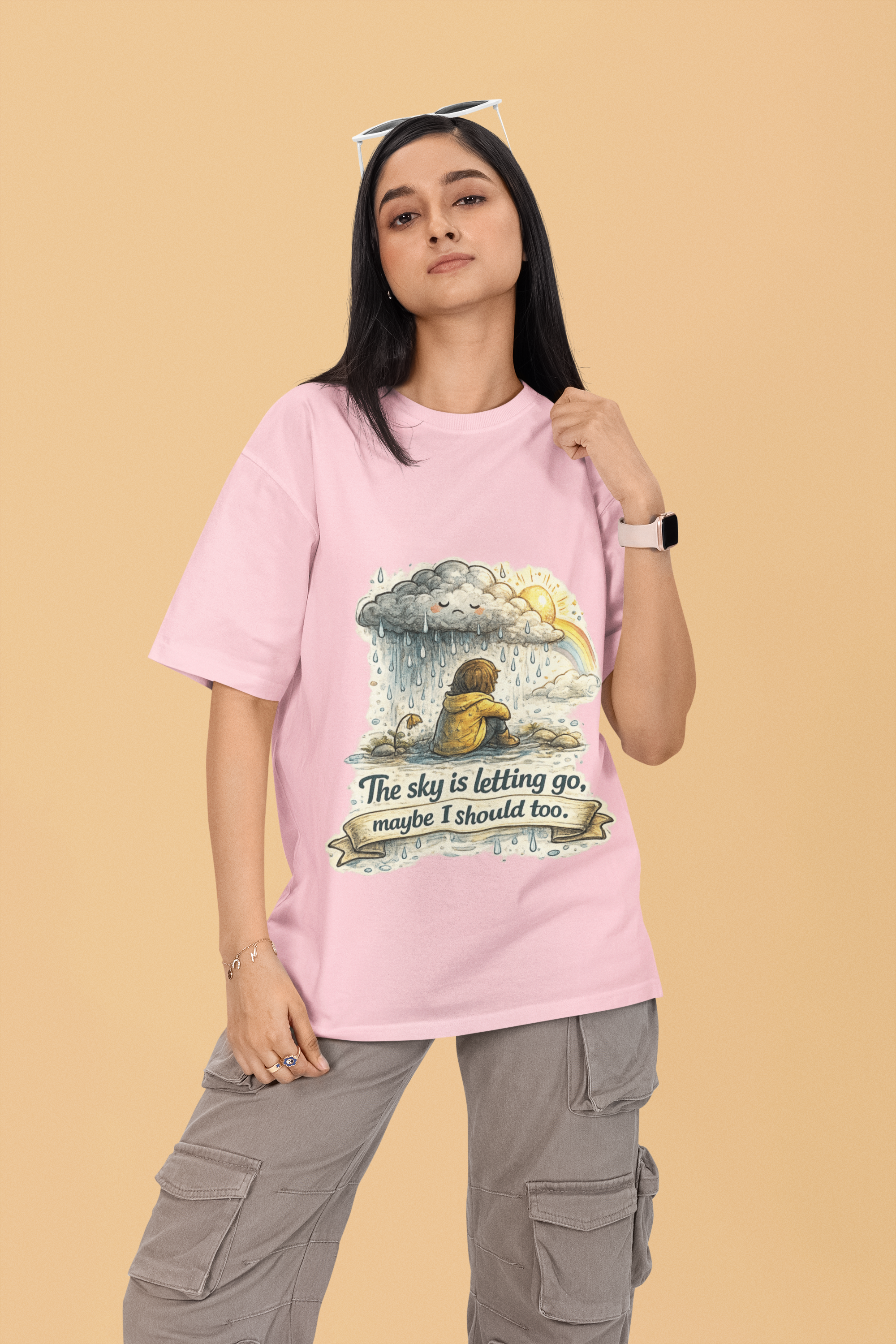 Snuggle Spot The Sky is letting go Unisex Terry Oversized T-Shirt