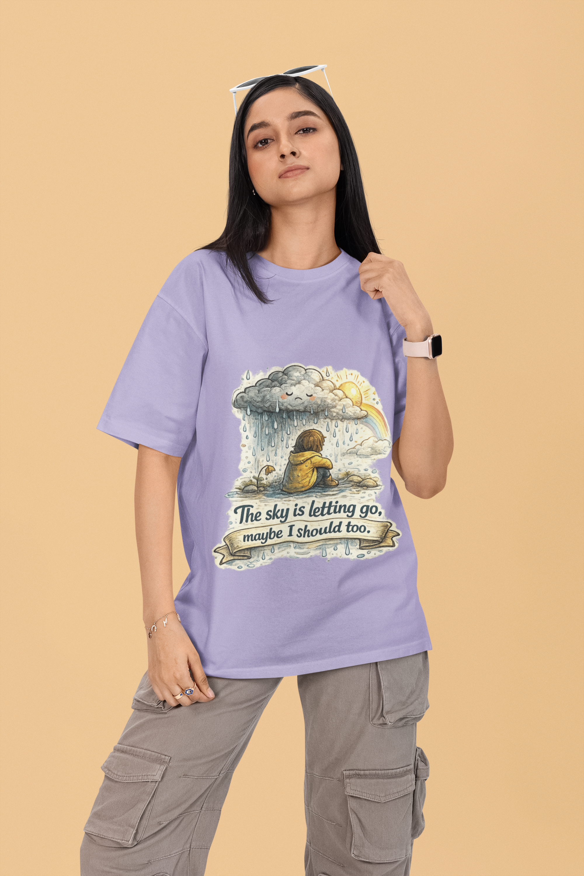 Snuggle Spot The Sky is letting go Unisex Terry Oversized T-Shirt