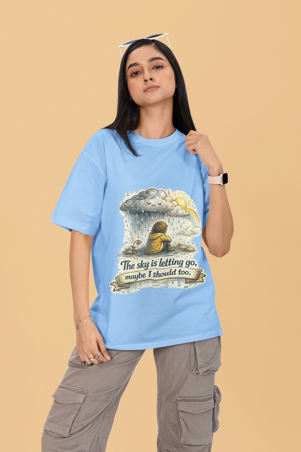 Snuggle Spot The Sky is letting go Unisex Terry Oversized T-Shirt