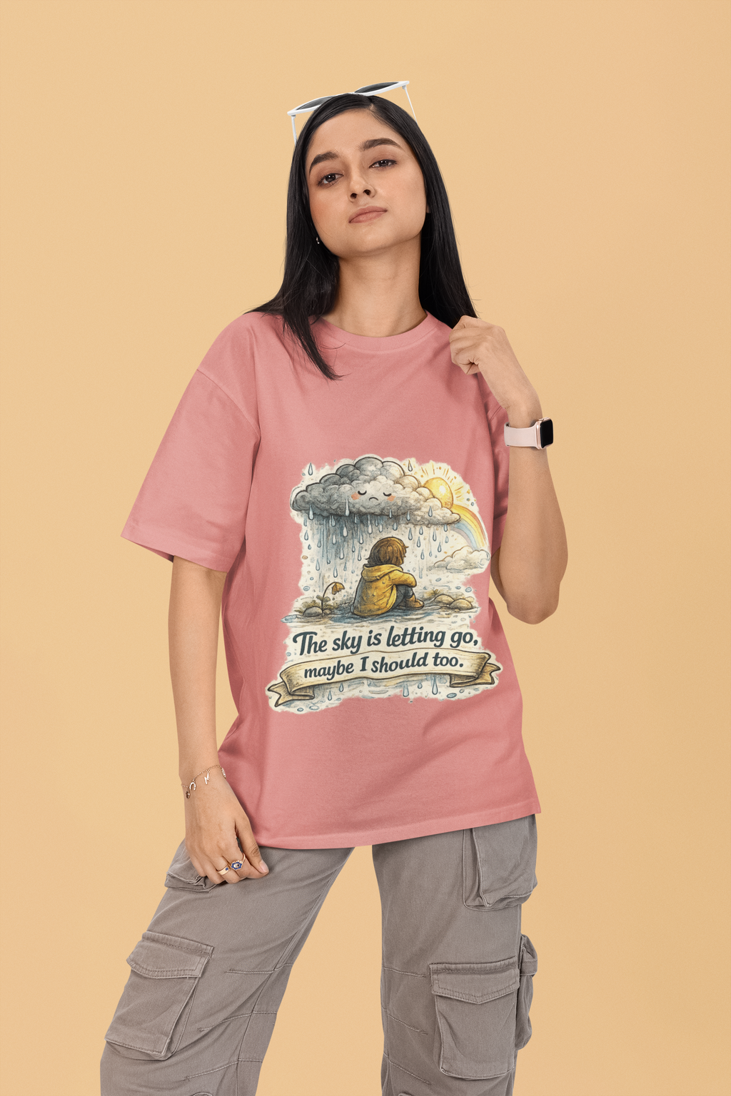 Snuggle Spot The Sky is letting go Unisex Terry Oversized T-Shirt