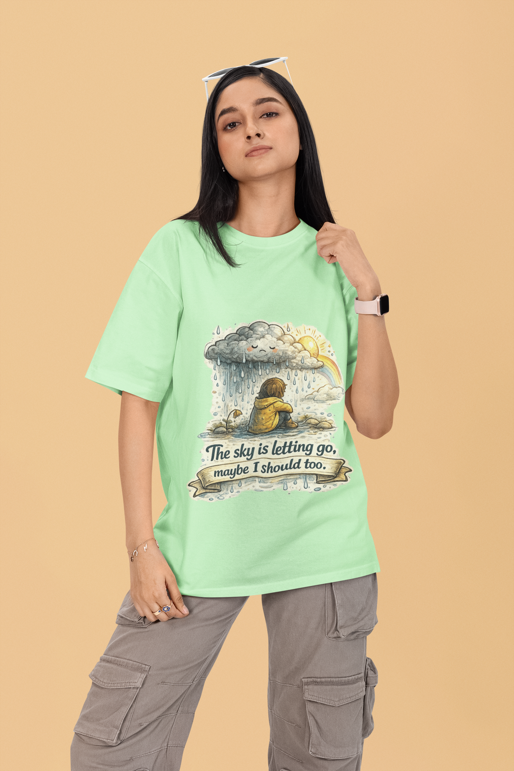 Snuggle Spot The Sky is letting go Unisex Terry Oversized T-Shirt