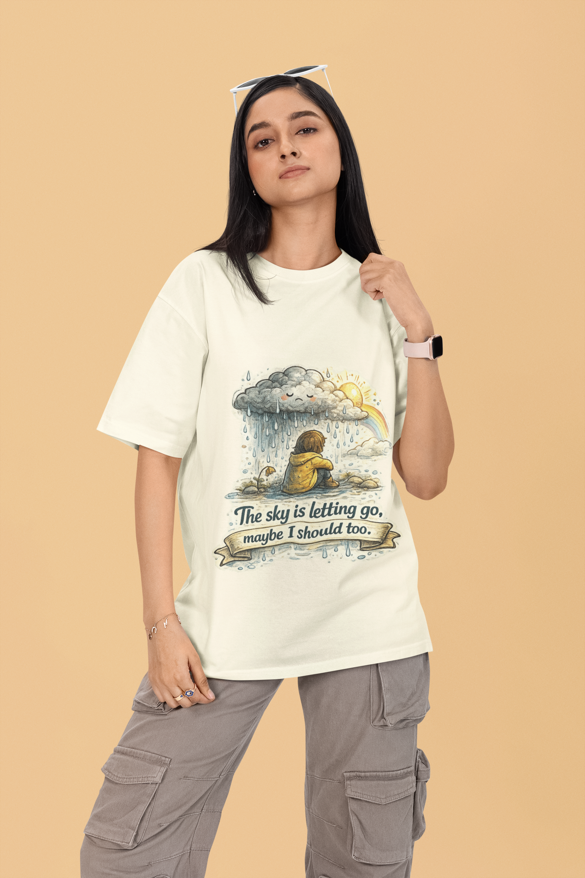 Snuggle Spot The Sky is letting go Unisex Terry Oversized T-Shirt