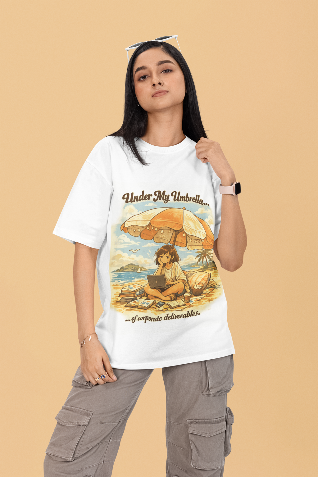 Snuggle Spot Under My Umbrella Lighter Shade Unisex Oversized T-Shirt