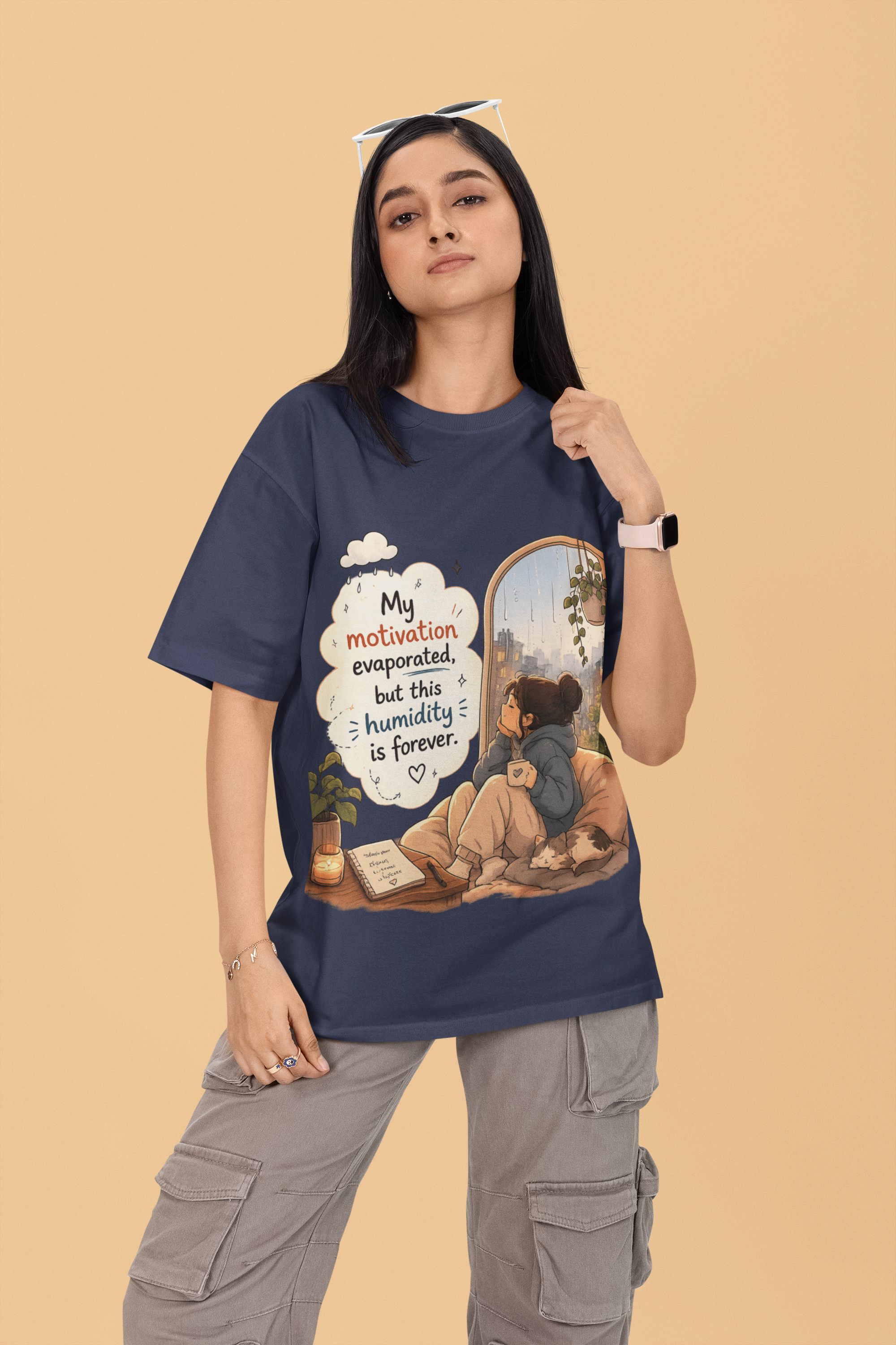 Snuggle Spot My Motivation Evaporated Mixed Shade Unisex Terry Oversized T-Shirt
