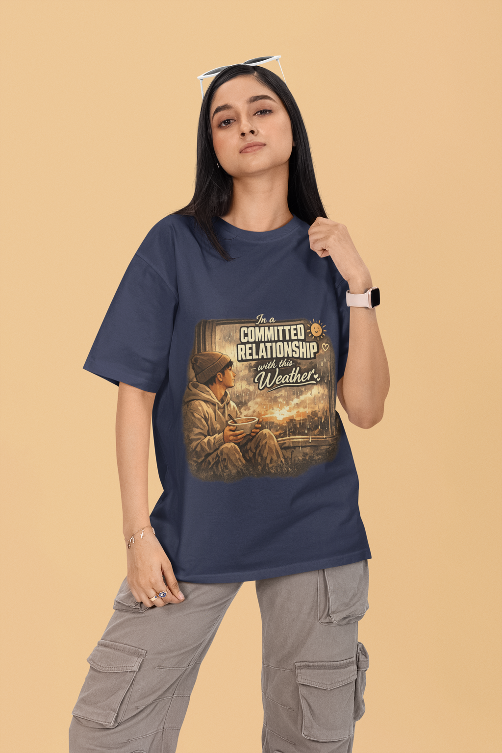 Snuggle Spot In A Committed Relationship Mixed Shade Unisex Terry Oversized T-Shirt