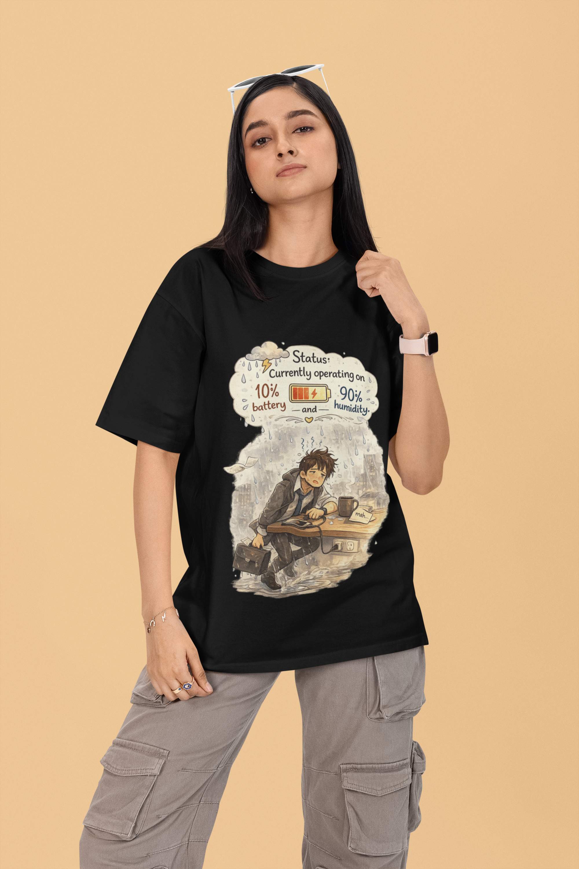 Snuggle Spot Status Currently Operation On Mixed Shade Unisex Terry Oversized T-Shirt