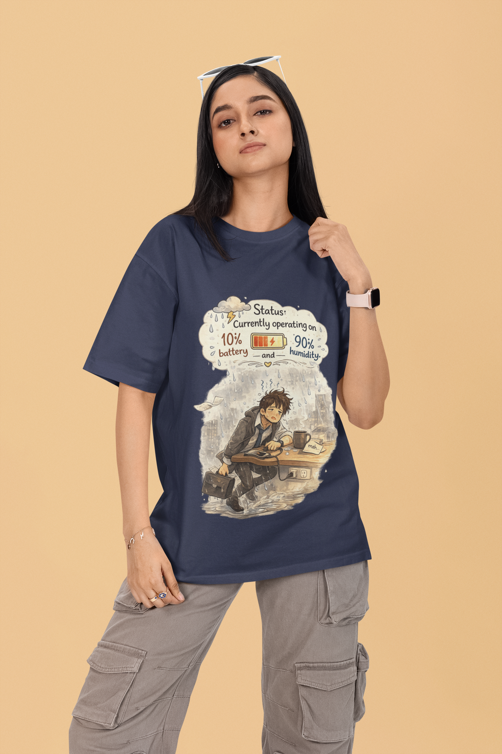 Snuggle Spot Status Currently Operation On Mixed Shade Unisex Terry Oversized T-Shirt