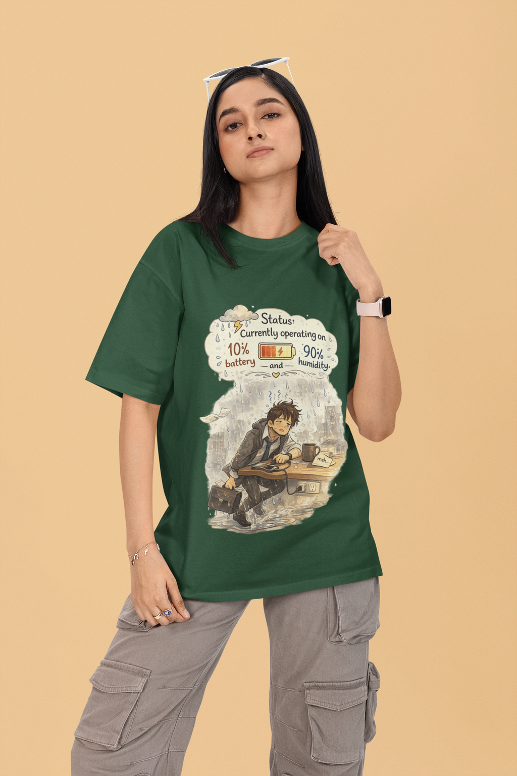 Snuggle Spot Status Currently Operation On Mixed Shade Unisex Terry Oversized T-Shirt