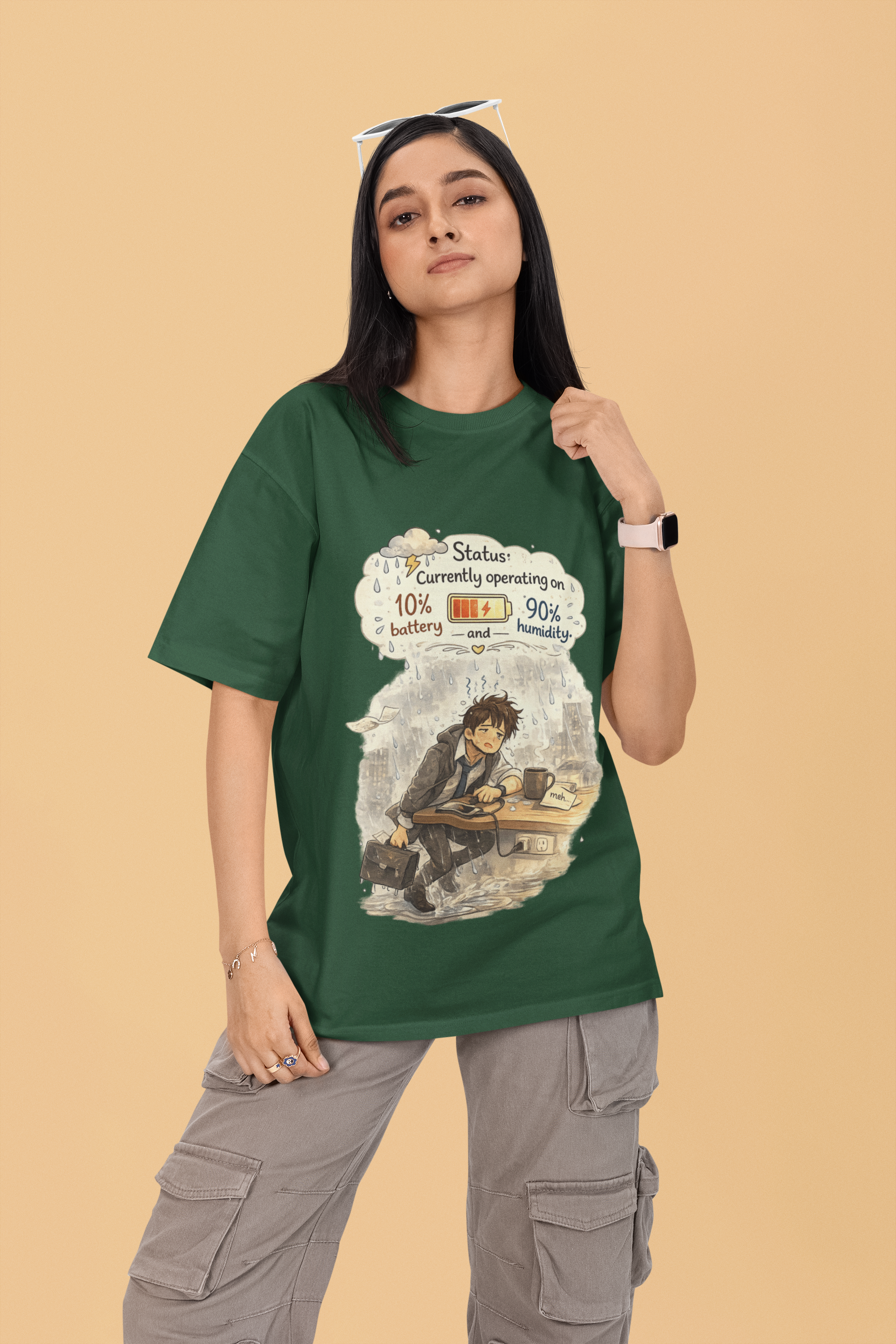 Snuggle Spot Status Currently Operation On Mixed Shade Unisex Terry Oversized T-Shirt