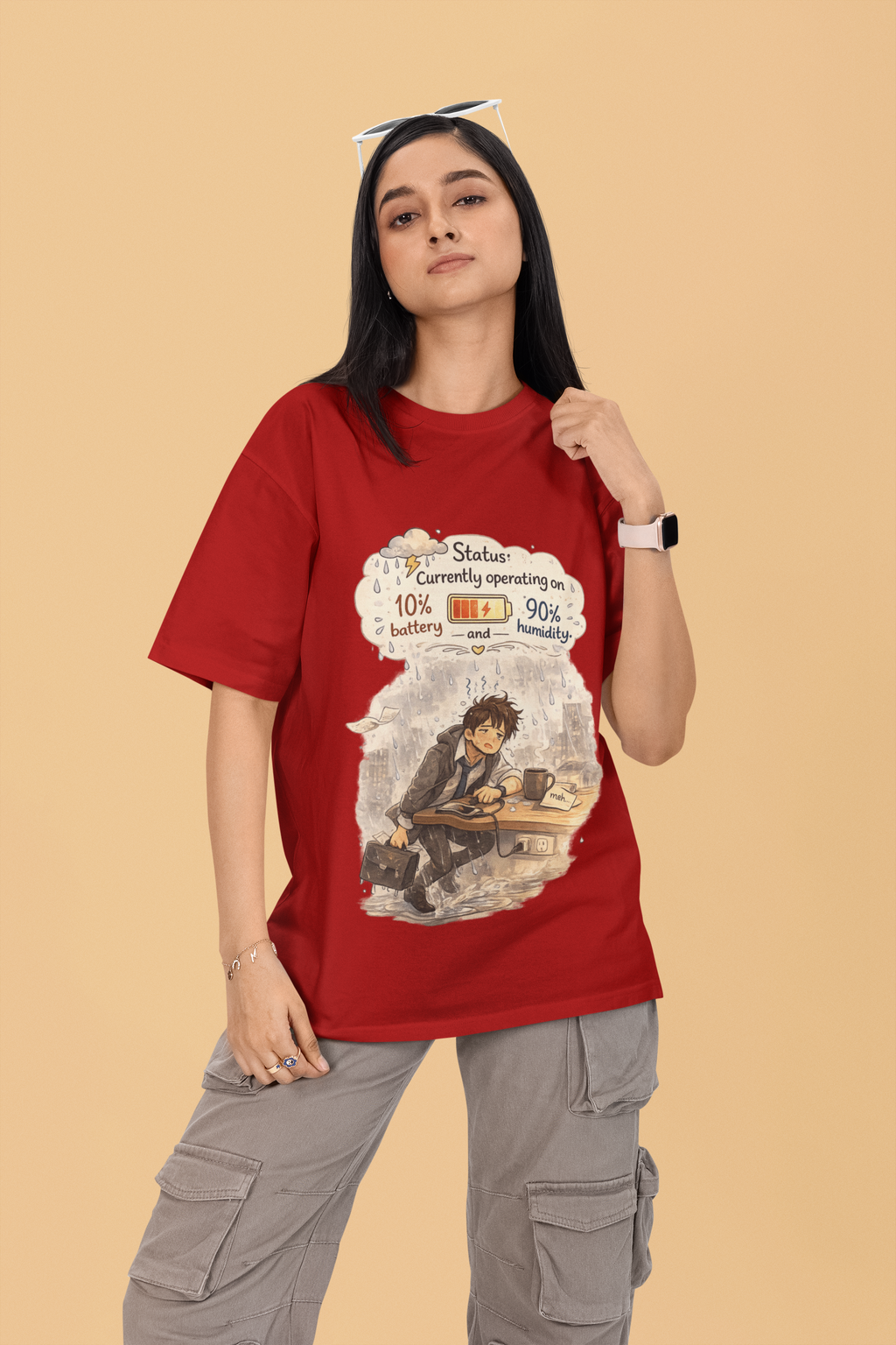 Snuggle Spot Status Currently Operation On Mixed Shade Unisex Terry Oversized T-Shirt