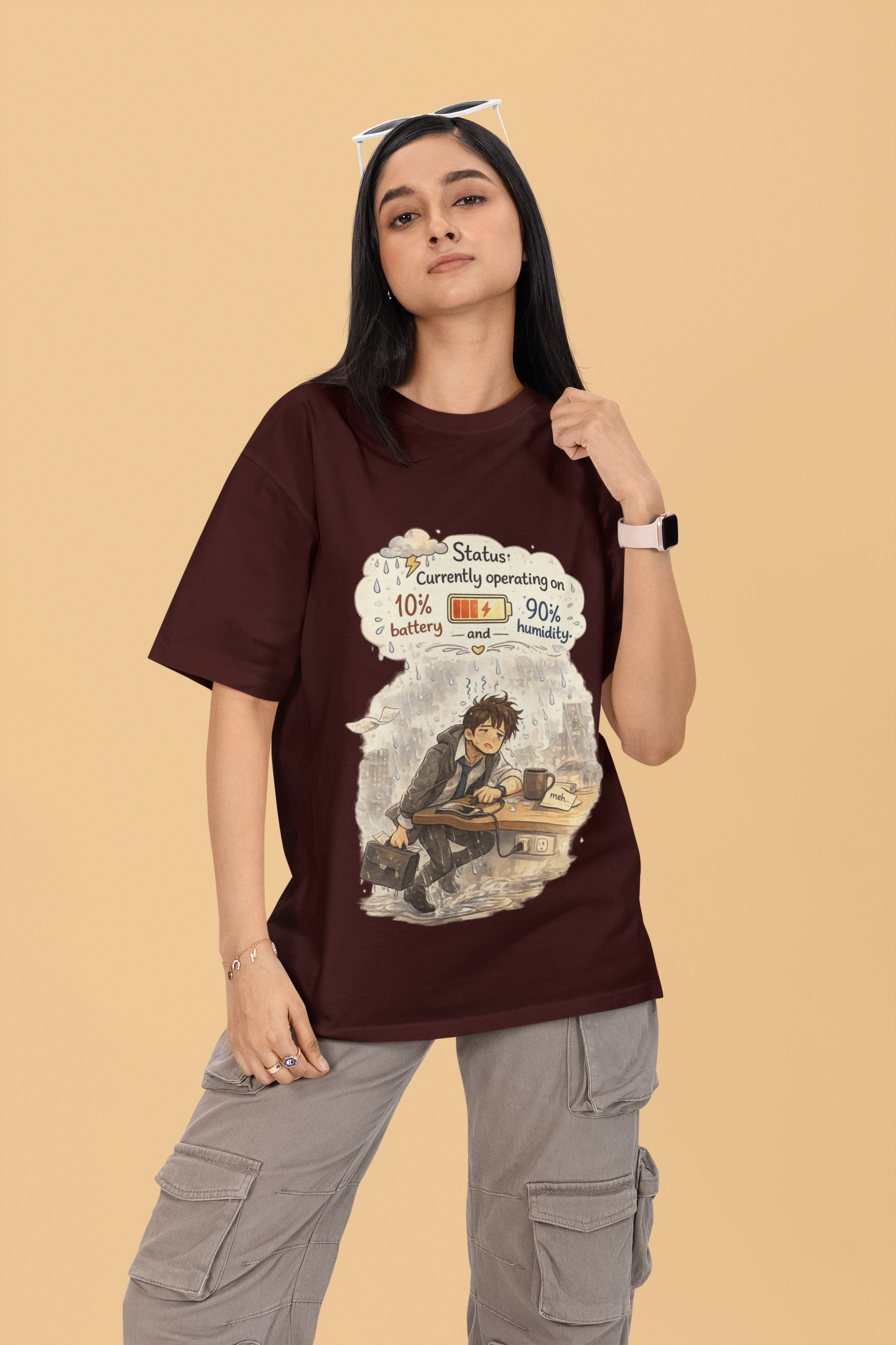 Snuggle Spot Status Currently Operation On Mixed Shade Unisex Terry Oversized T-Shirt