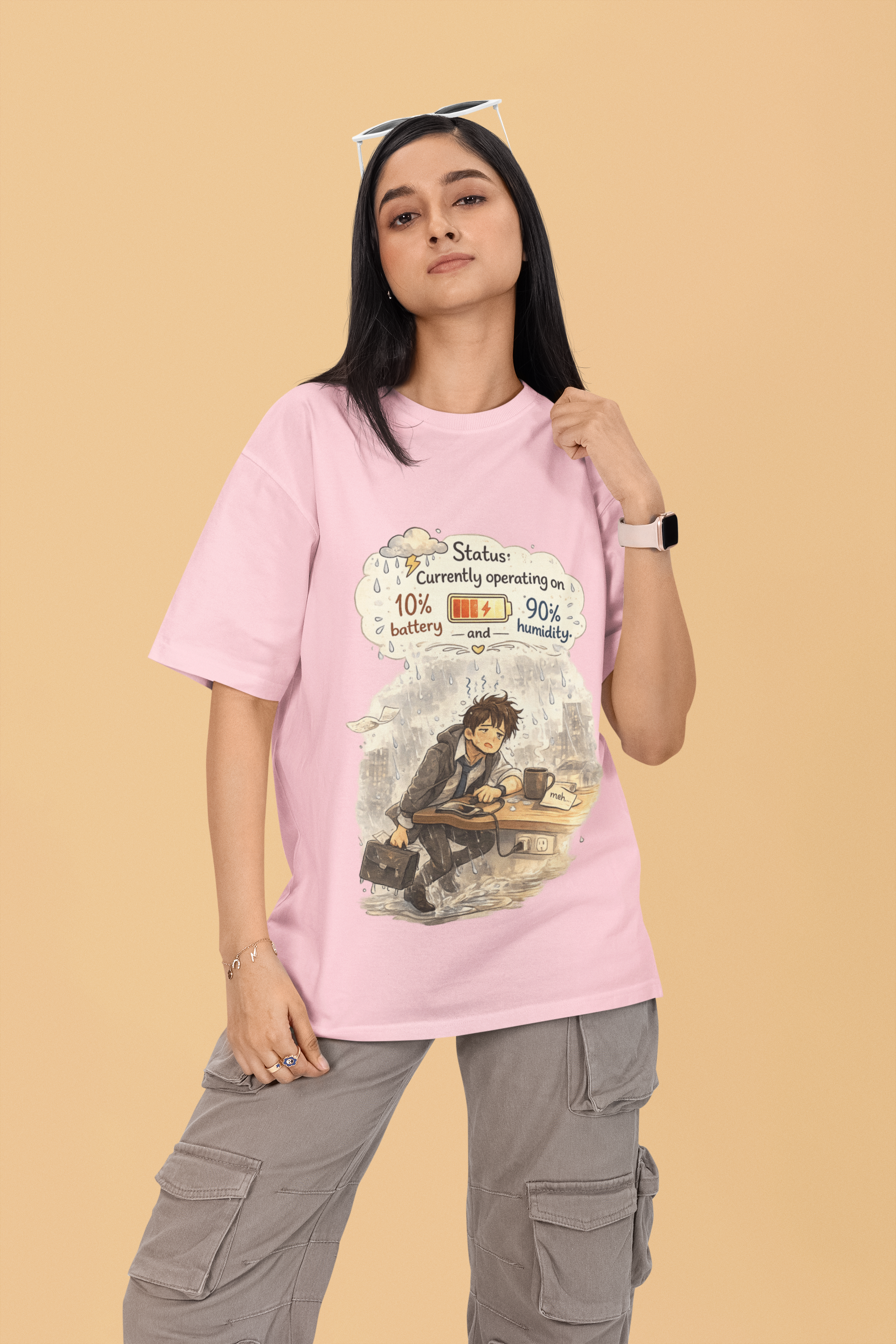Snuggle Spot Status Currently Operation On Mixed Shade Unisex Terry Oversized T-Shirt