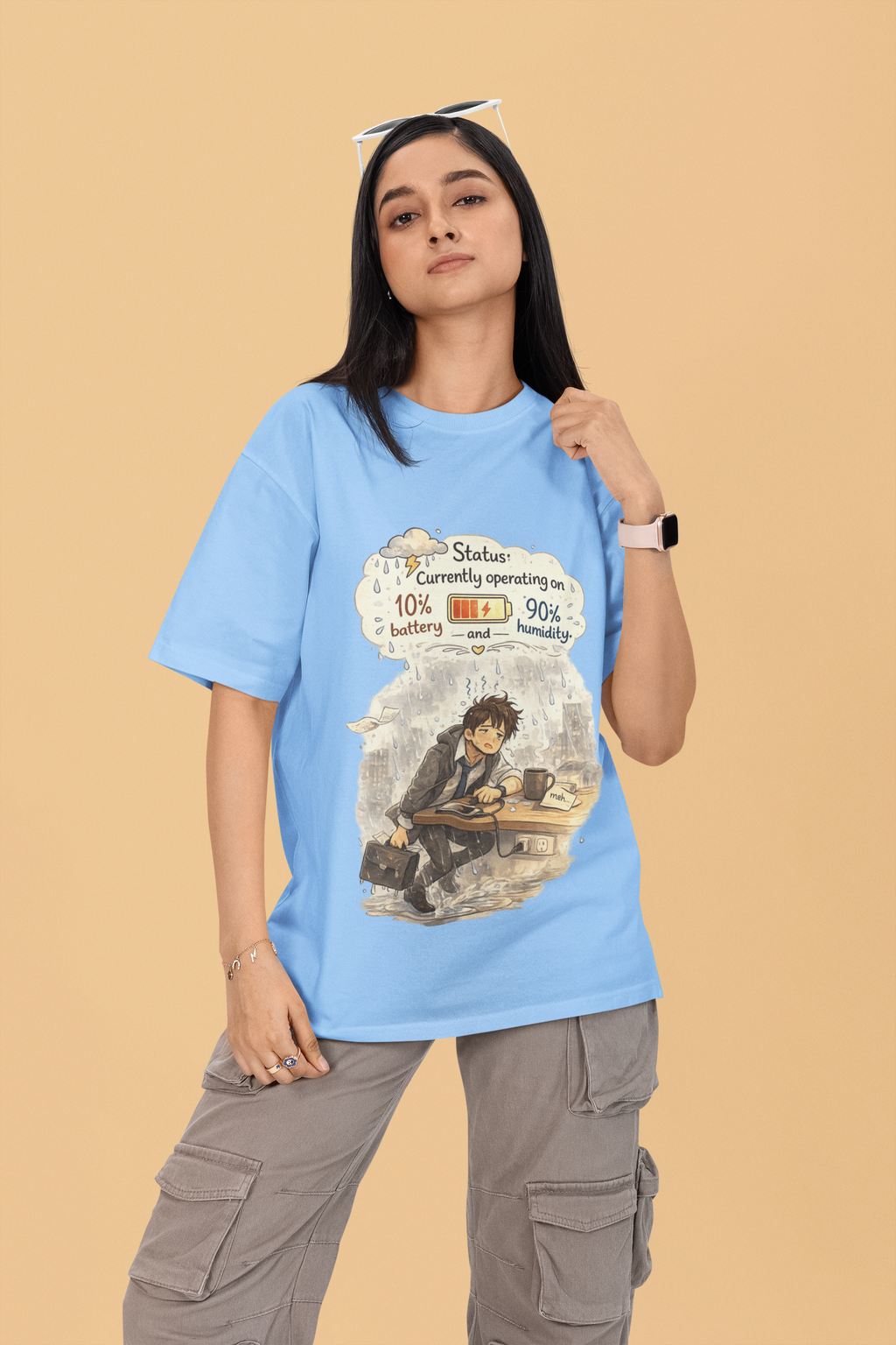 Snuggle Spot Status Currently Operation On Mixed Shade Unisex Terry Oversized T-Shirt