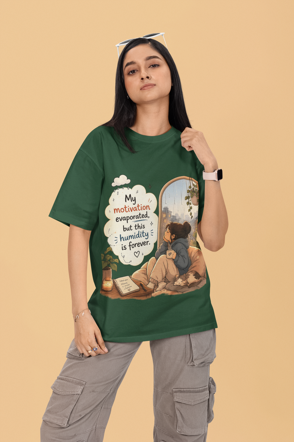 Snuggle Spot My Motivation Evaporated Mixed Shade Unisex Terry Oversized T-Shirt