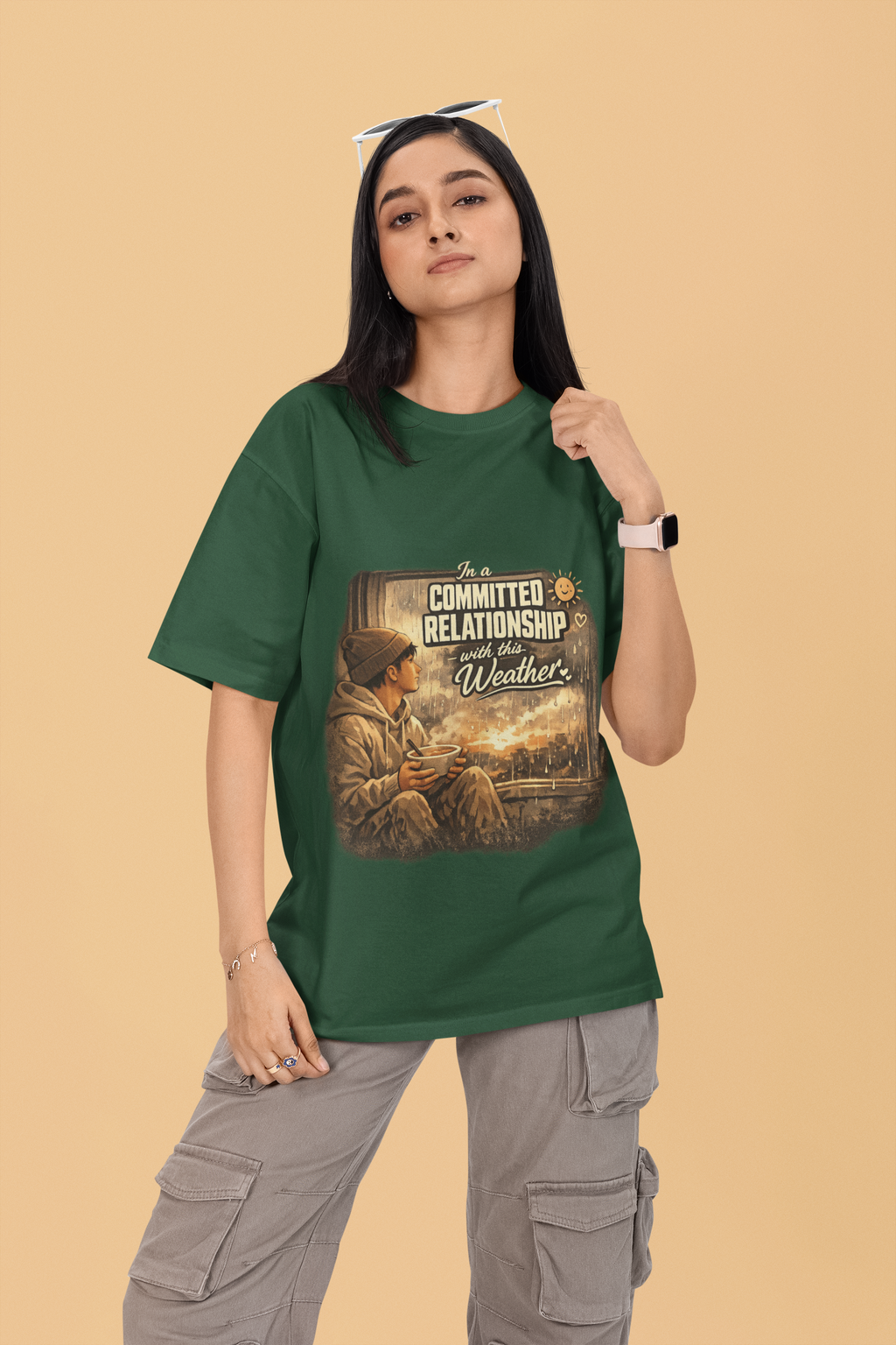 Snuggle Spot In A Committed Relationship Mixed Shade Unisex Terry Oversized T-Shirt