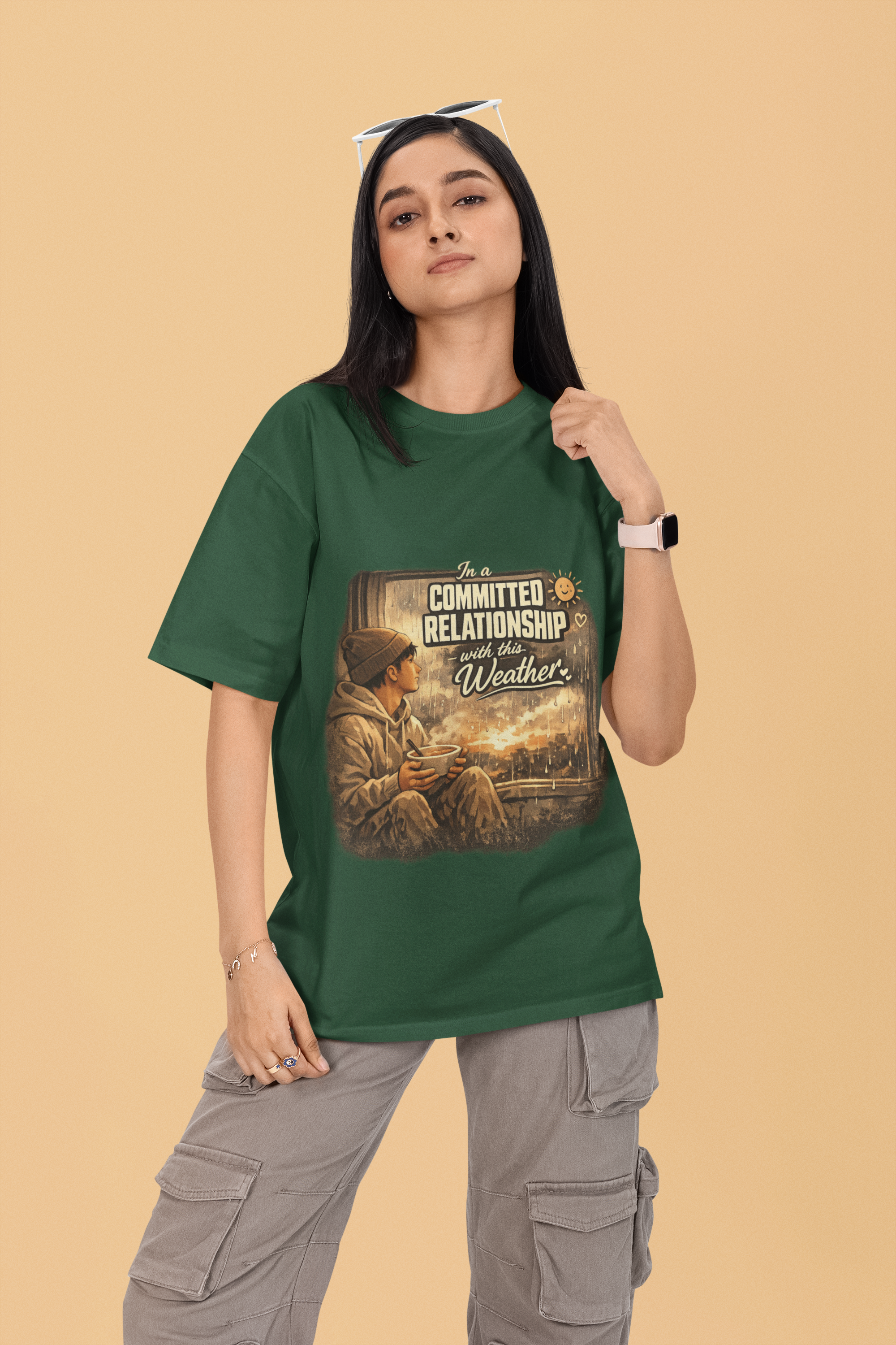 Snuggle Spot In A Committed Relationship Mixed Shade Unisex Terry Oversized T-Shirt