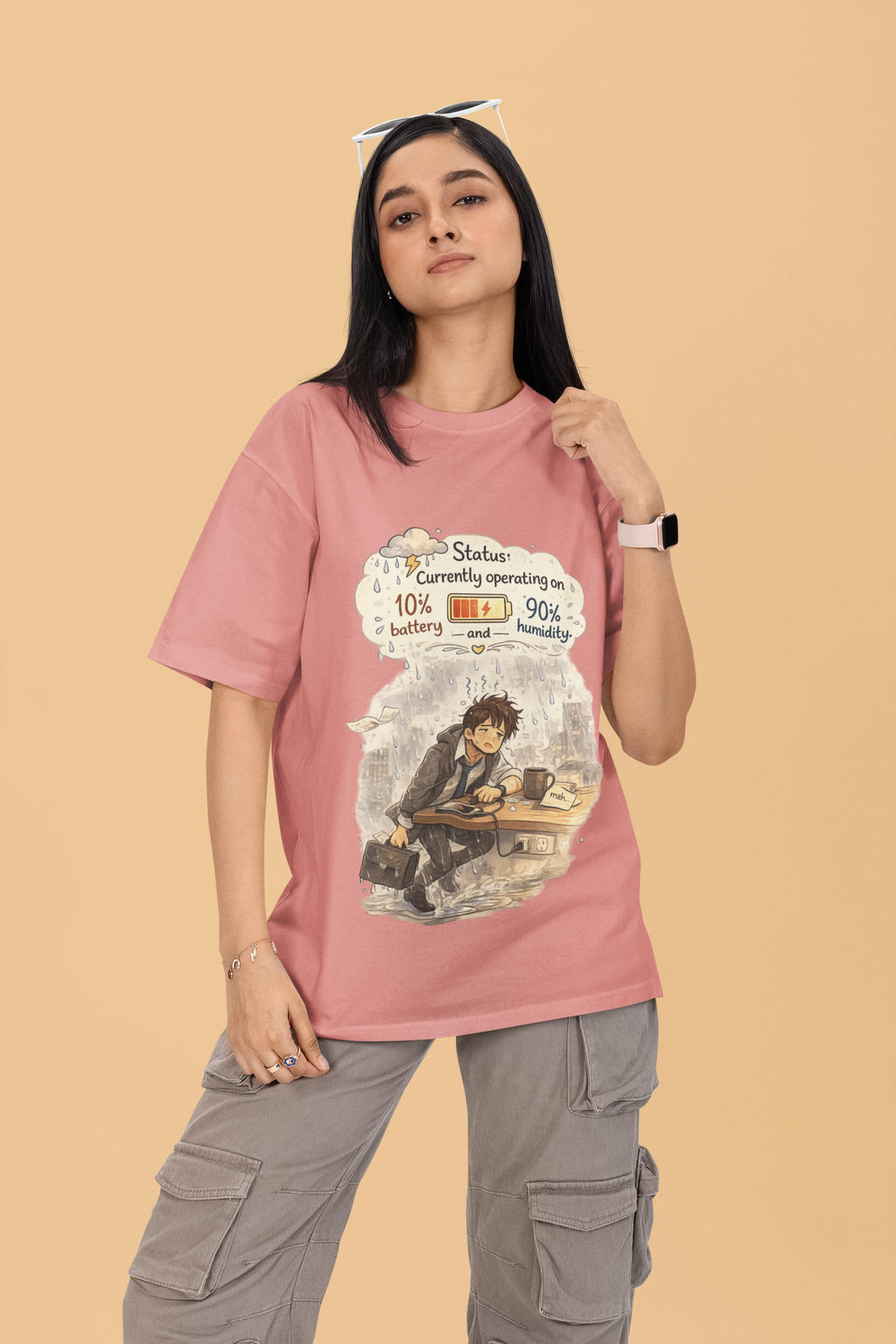 Snuggle Spot Status Currently Operation On Mixed Shade Unisex Terry Oversized T-Shirt