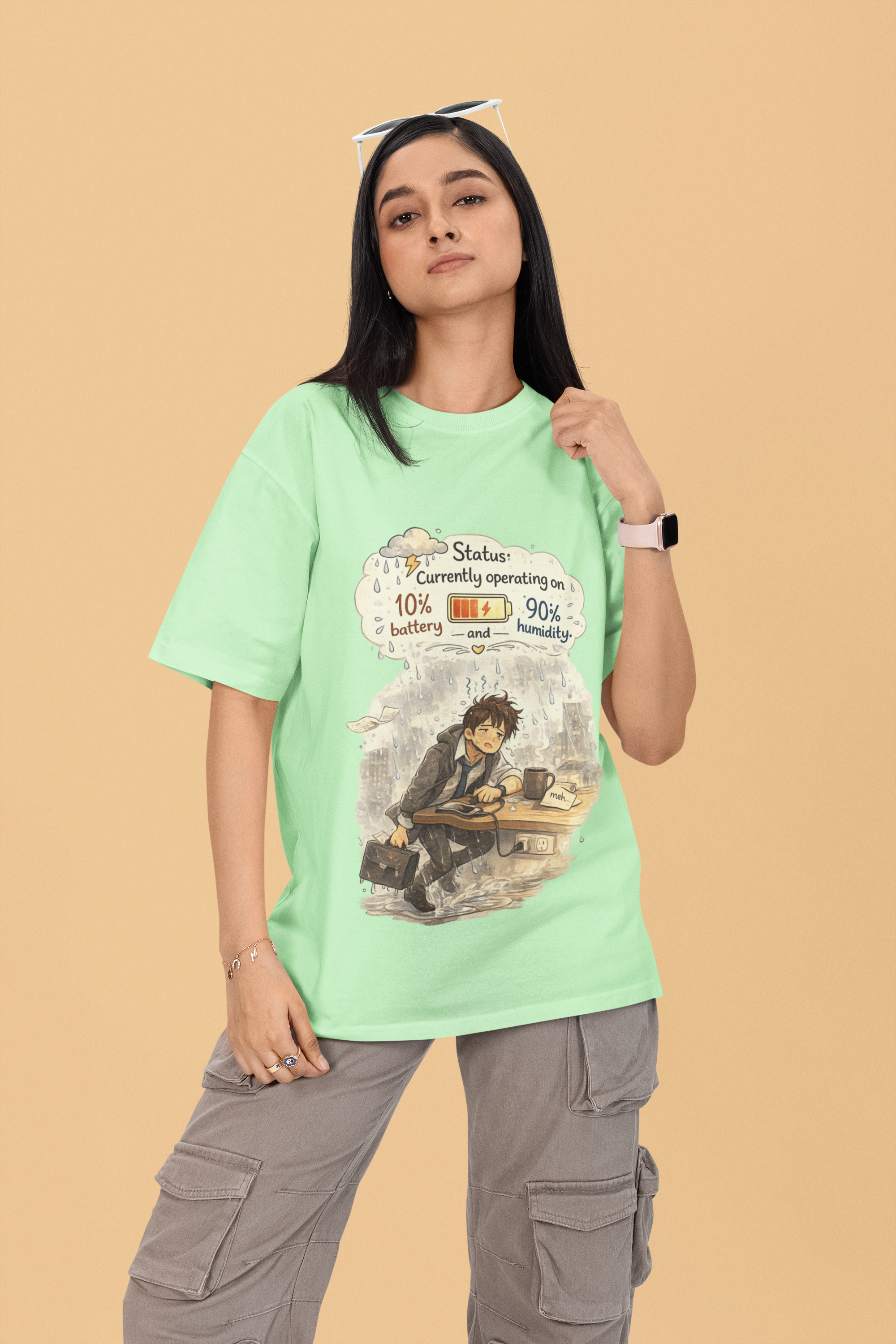 Snuggle Spot Status Currently Operation On Mixed Shade Unisex Terry Oversized T-Shirt