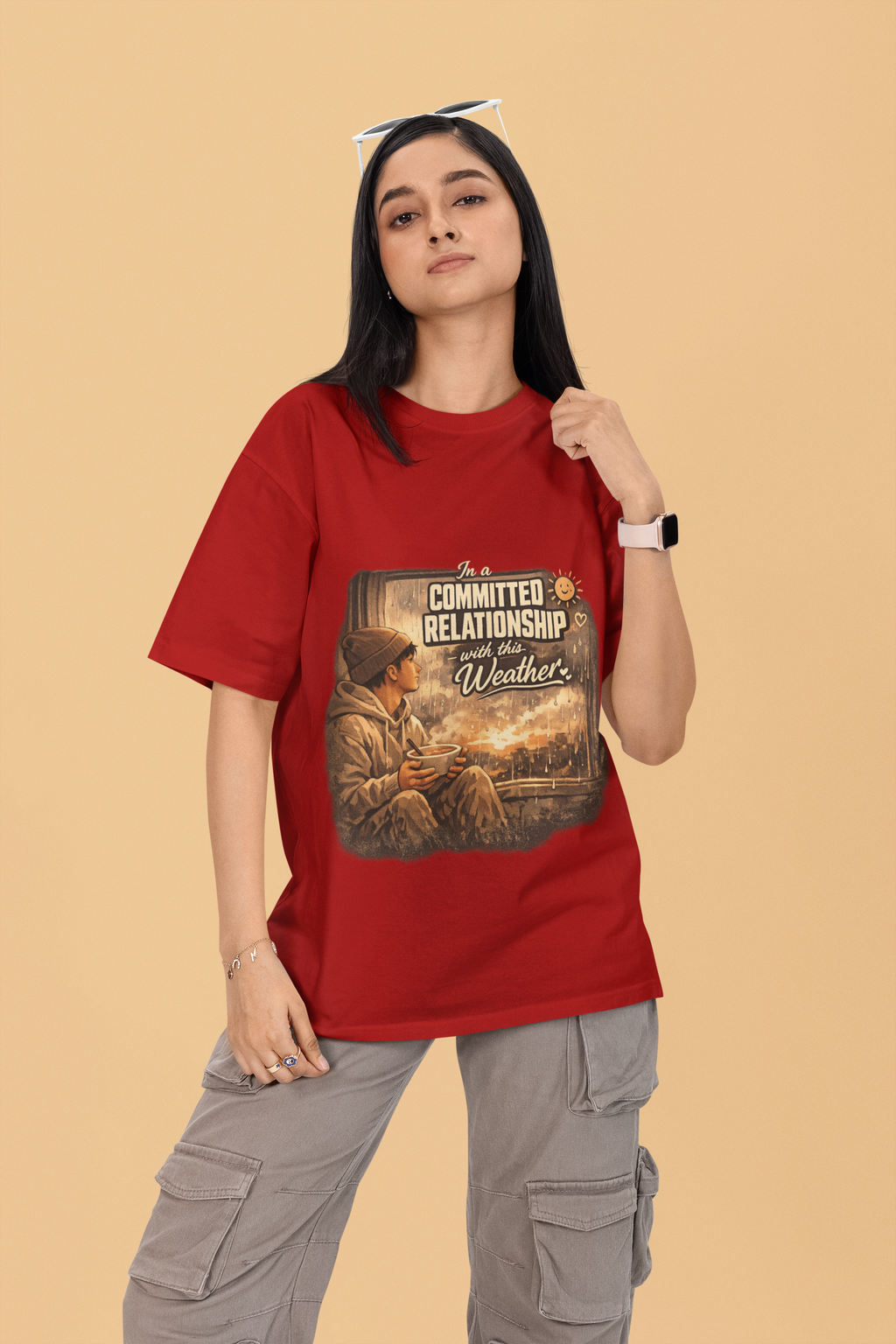 Snuggle Spot In A Committed Relationship Mixed Shade Unisex Terry Oversized T-Shirt