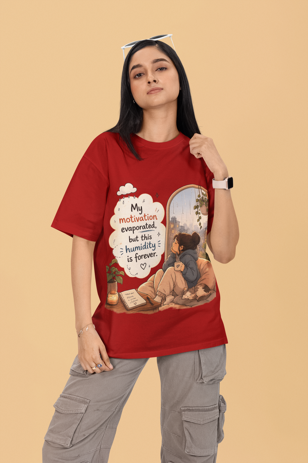 Snuggle Spot My Motivation Evaporated Mixed Shade Unisex Terry Oversized T-Shirt