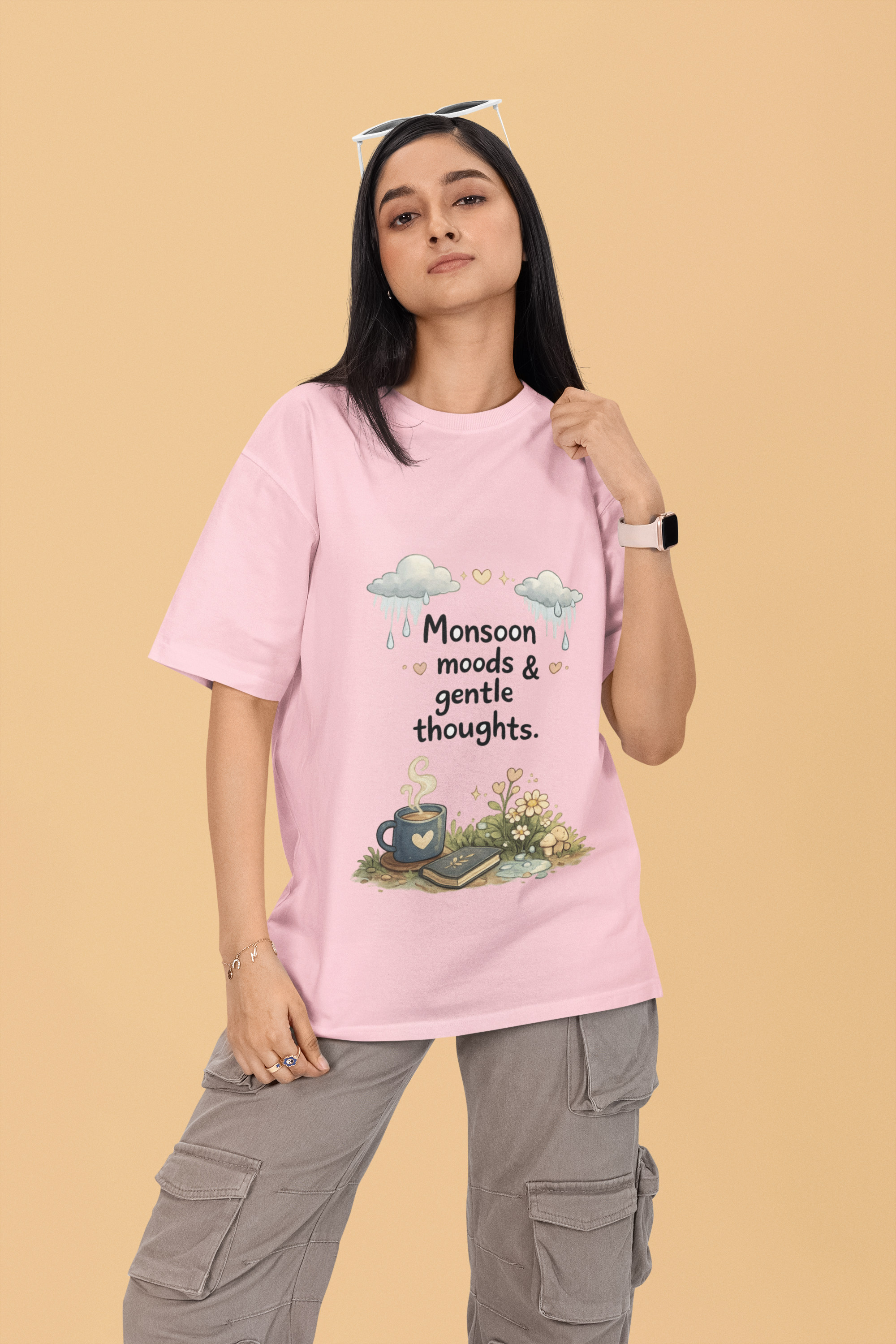 Snuggle Spot Monsoon Moods & Gentle Thoughts Lighter Shade Unisex Terry Oversized Tee