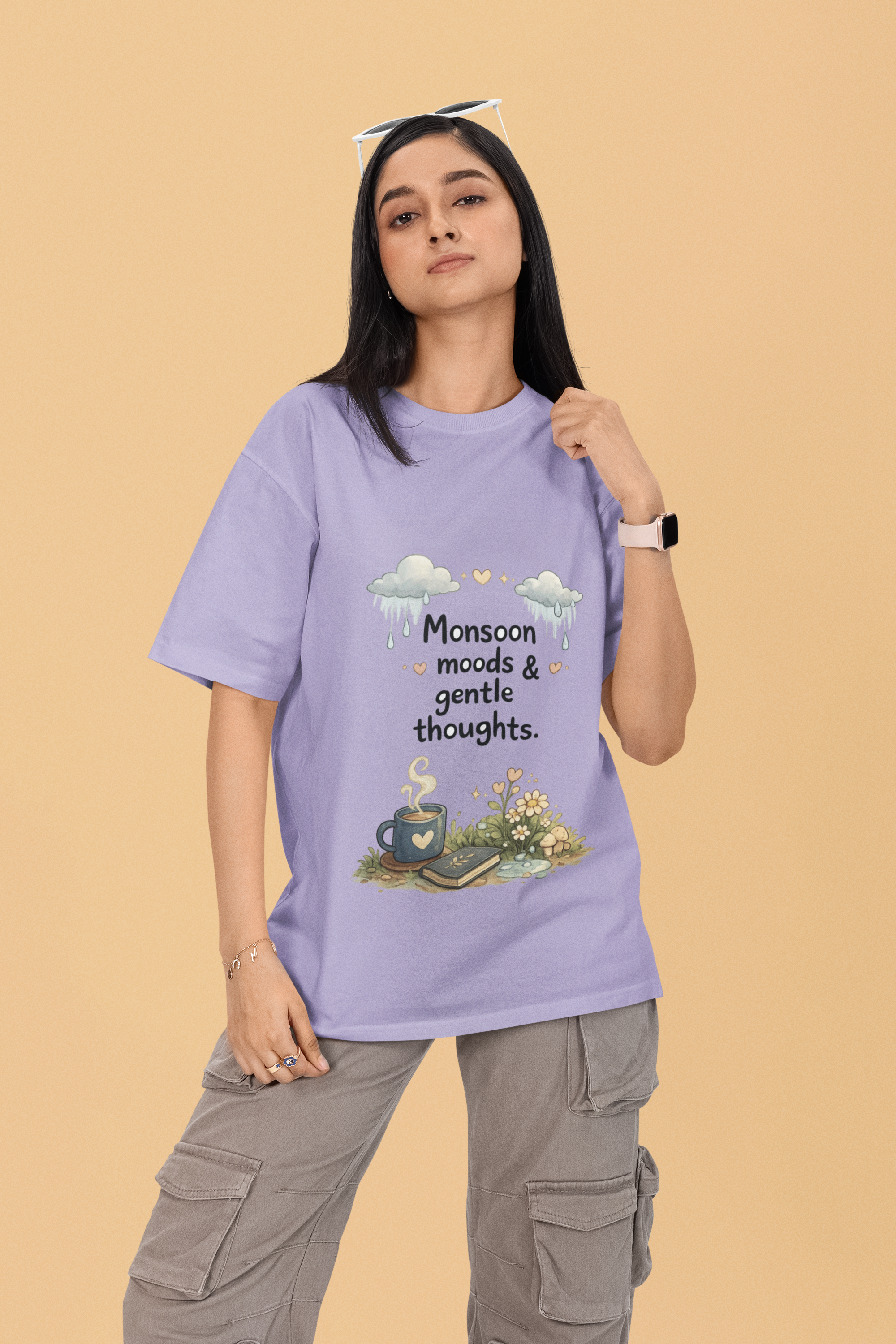 Snuggle Spot Monsoon Moods & Gentle Thoughts Lighter Shade Unisex Terry Oversized Tee