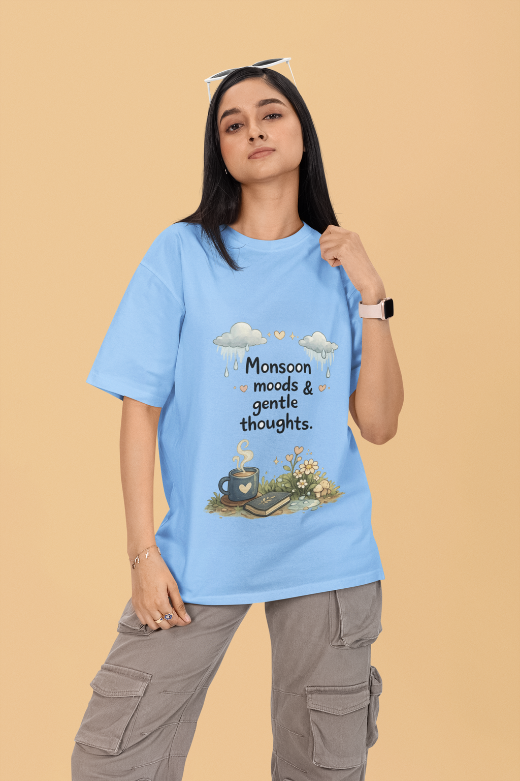 Snuggle Spot Monsoon Moods & Gentle Thoughts Lighter Shade Unisex Terry Oversized Tee