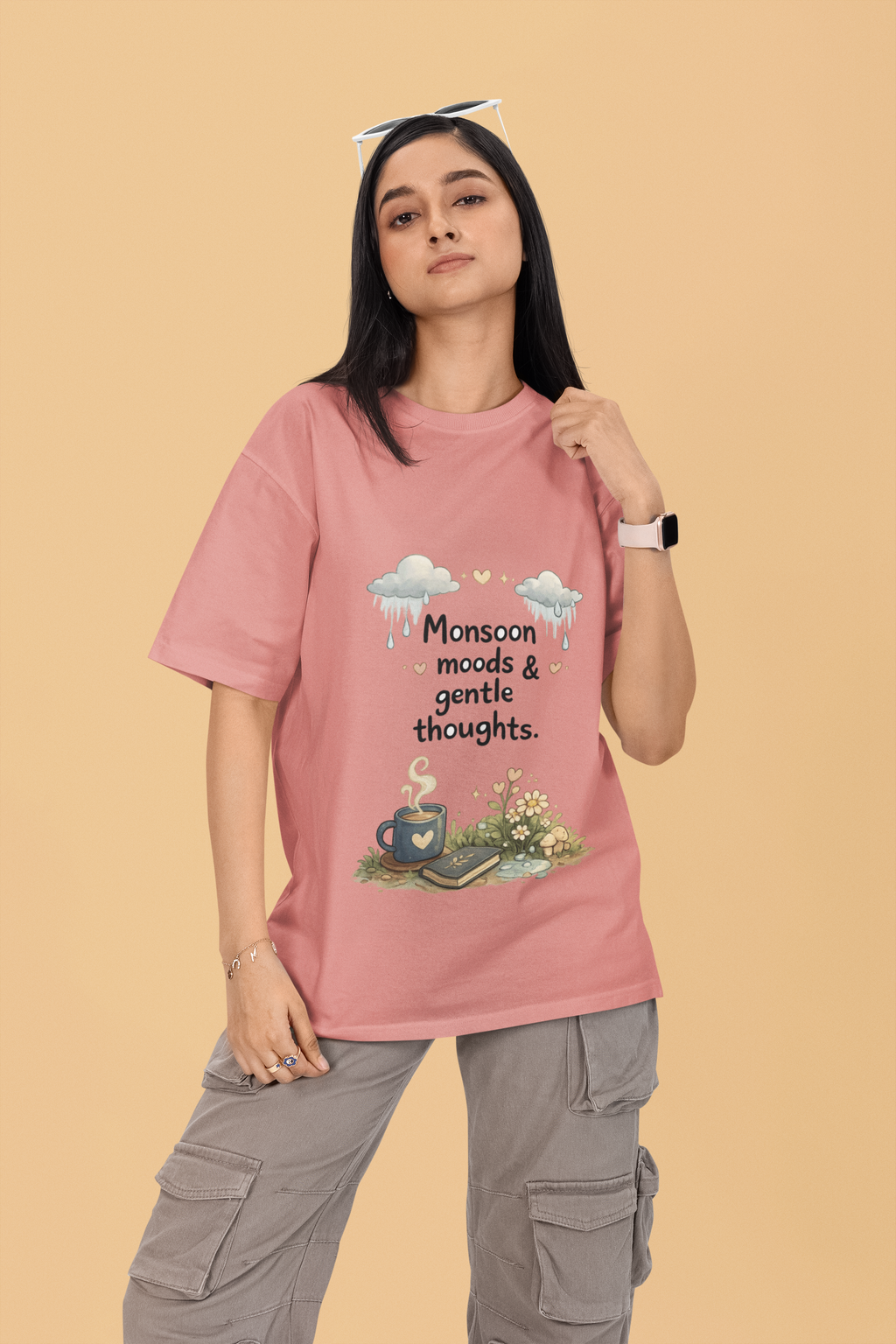 Snuggle Spot Monsoon Moods & Gentle Thoughts Lighter Shade Unisex Terry Oversized Tee