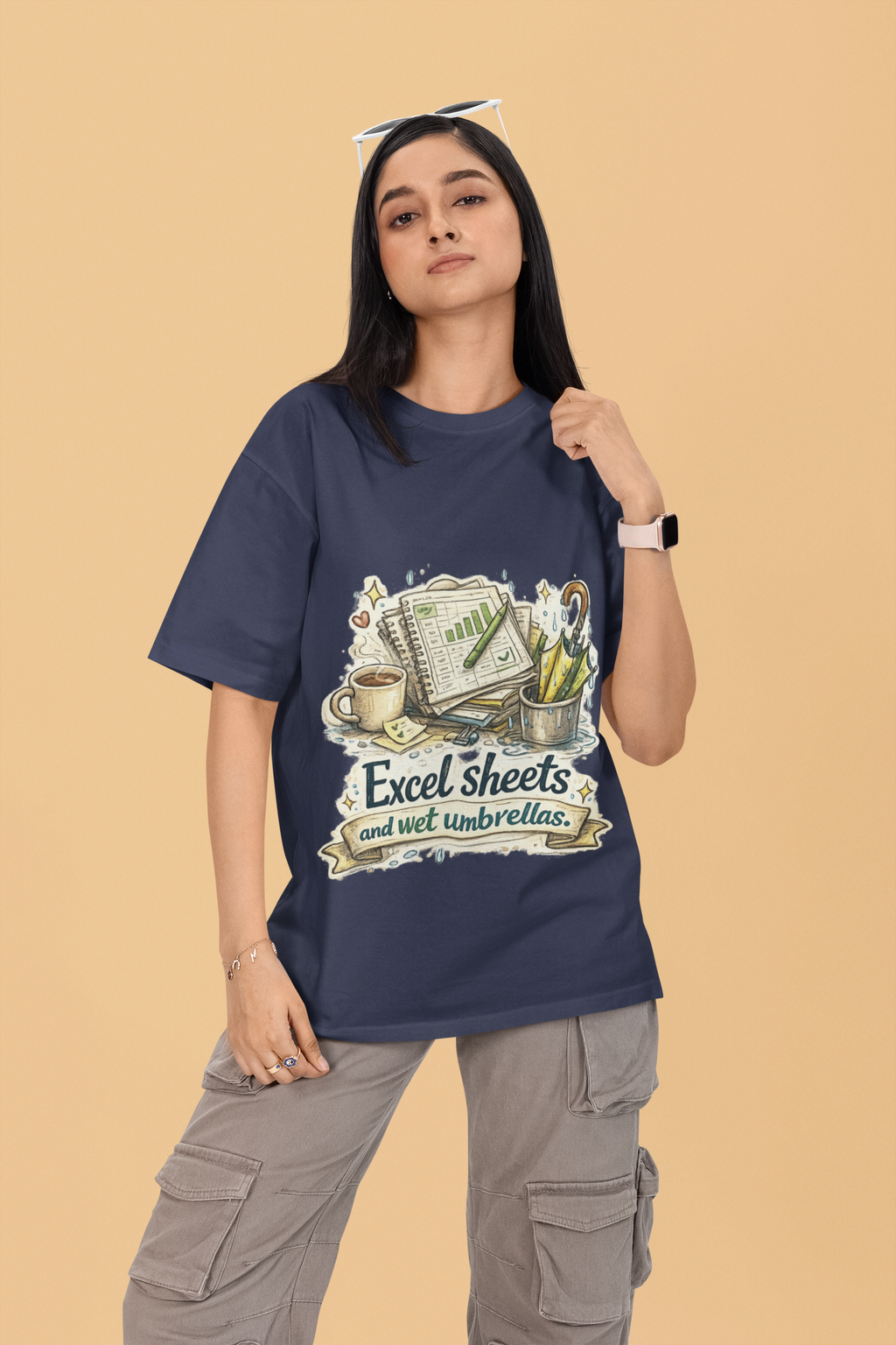 Snuggle Spot Excel Sheets and Wet Umbrellas Unisex Terry Oversized T-Shirt
